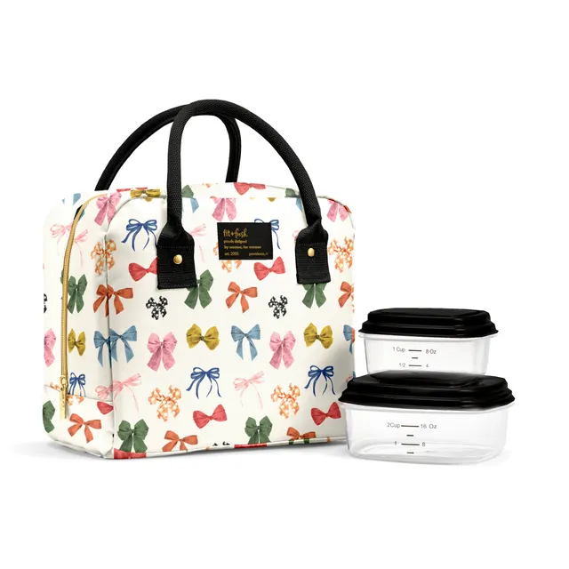 fit-fresh-bloomington-lunch-bag-with-2-piece-lunch-container-kit-fall-bows image 1