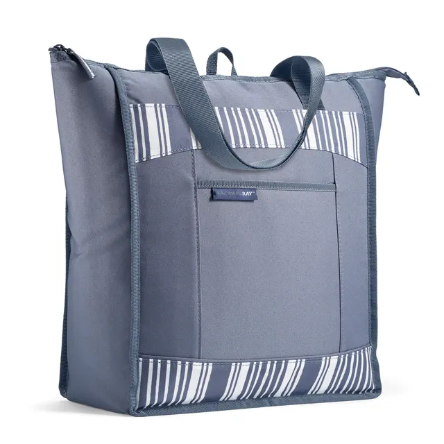 rachael-ray-chillout-insulated-cooler-tote-bag-slate-stripe-triple-tek-thermal-c image 1