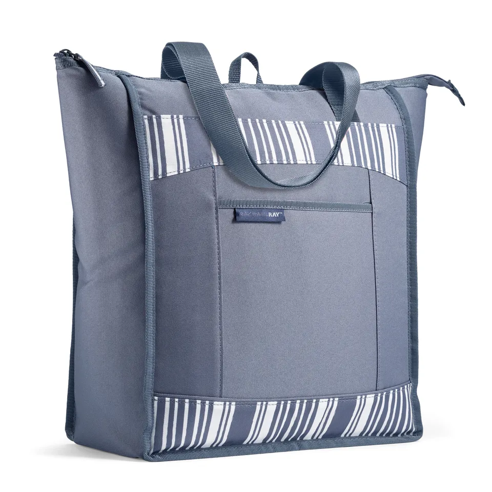 rachael-ray-chillout-insulated-cooler-tote-bag-slate-stripe-triple-tek-thermal-c image 1
