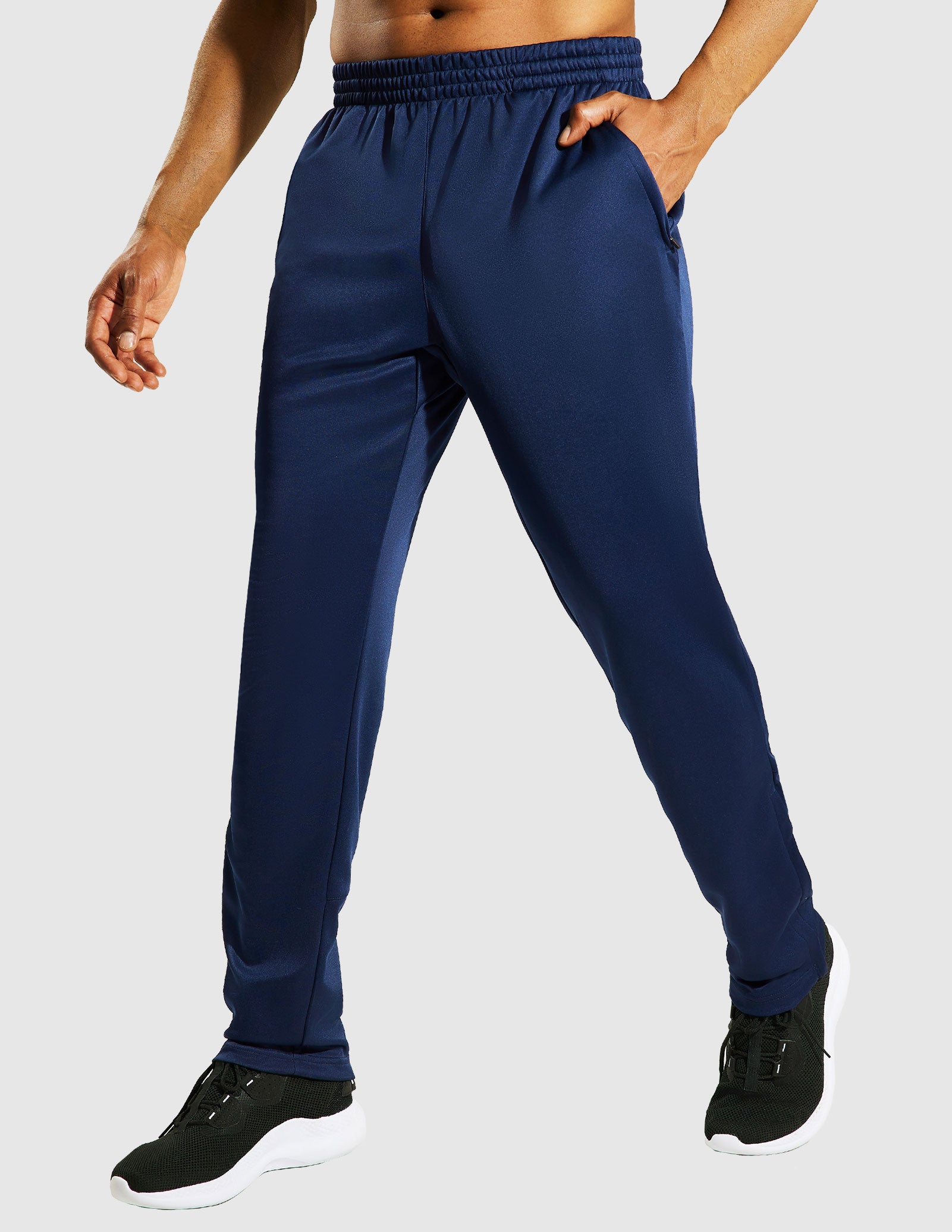 mier-men-s-athletic-joggers-with-pockets-double-knit-track-pants-with-zip-pocket image 1
