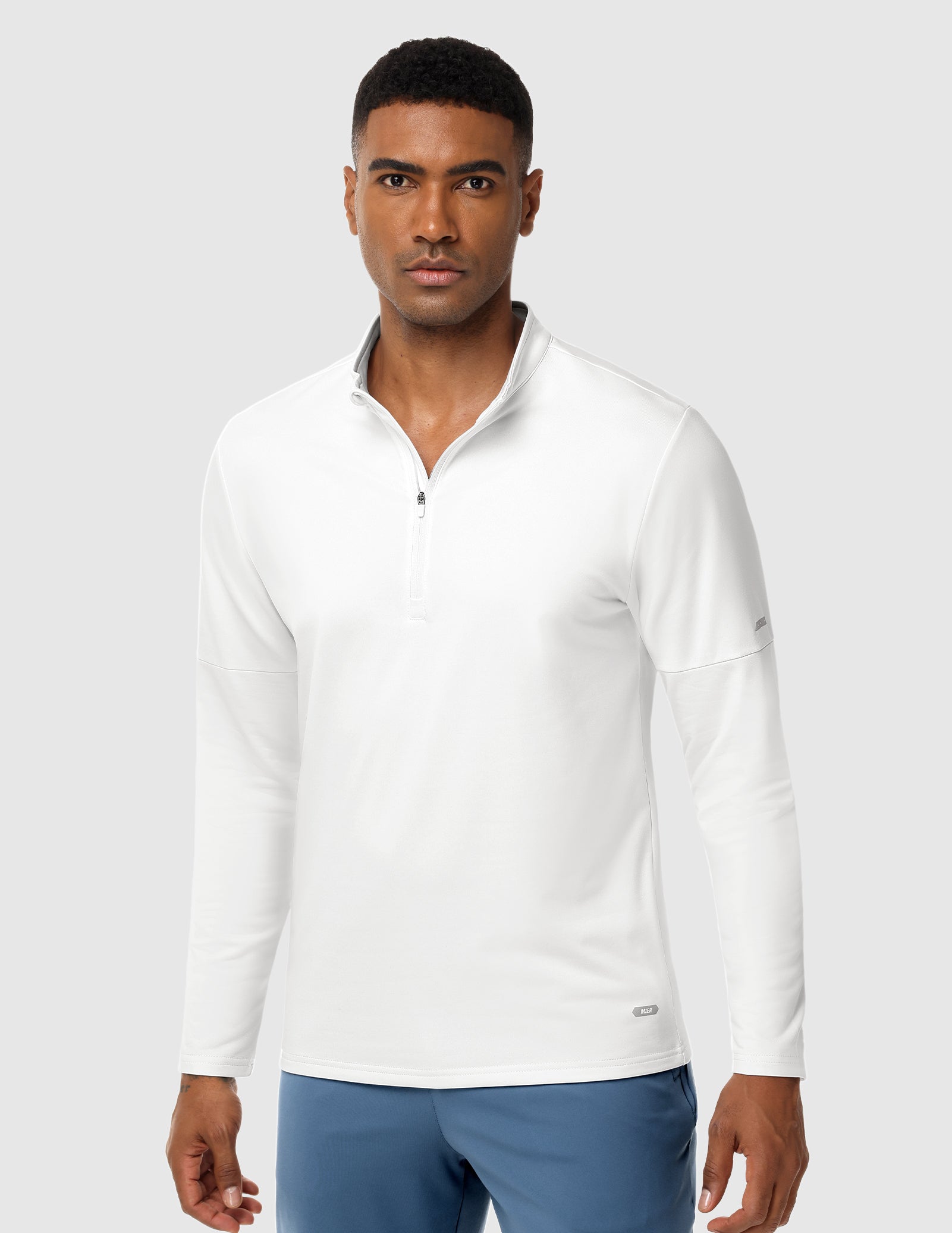 mier-brushed-fleece-lined-quarter-zip-pullover-midweight-men-s-long-sleeve image 2