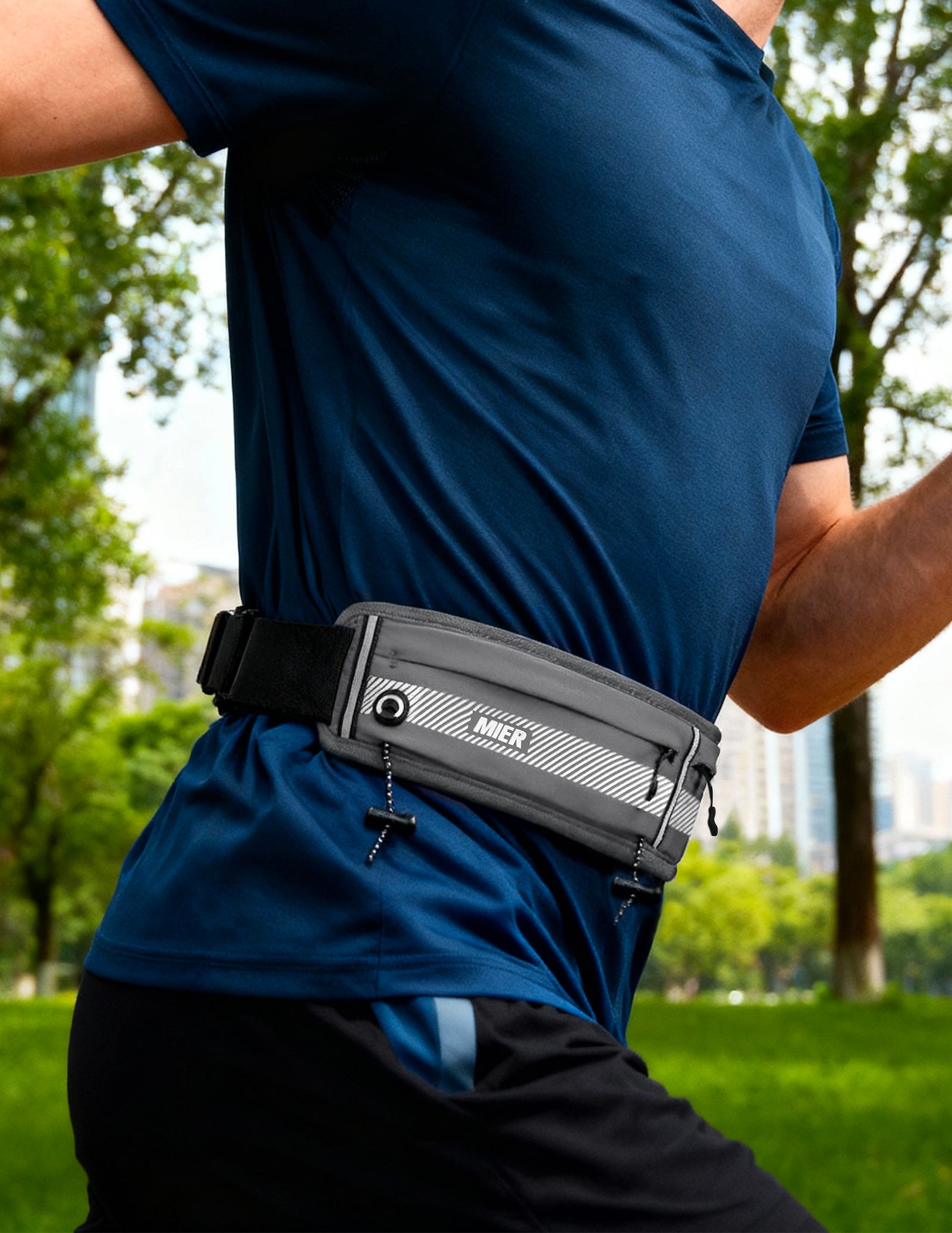 mier-unisex-zipper-running-belt-with-race-bib-clips-and-headphone-port image 2