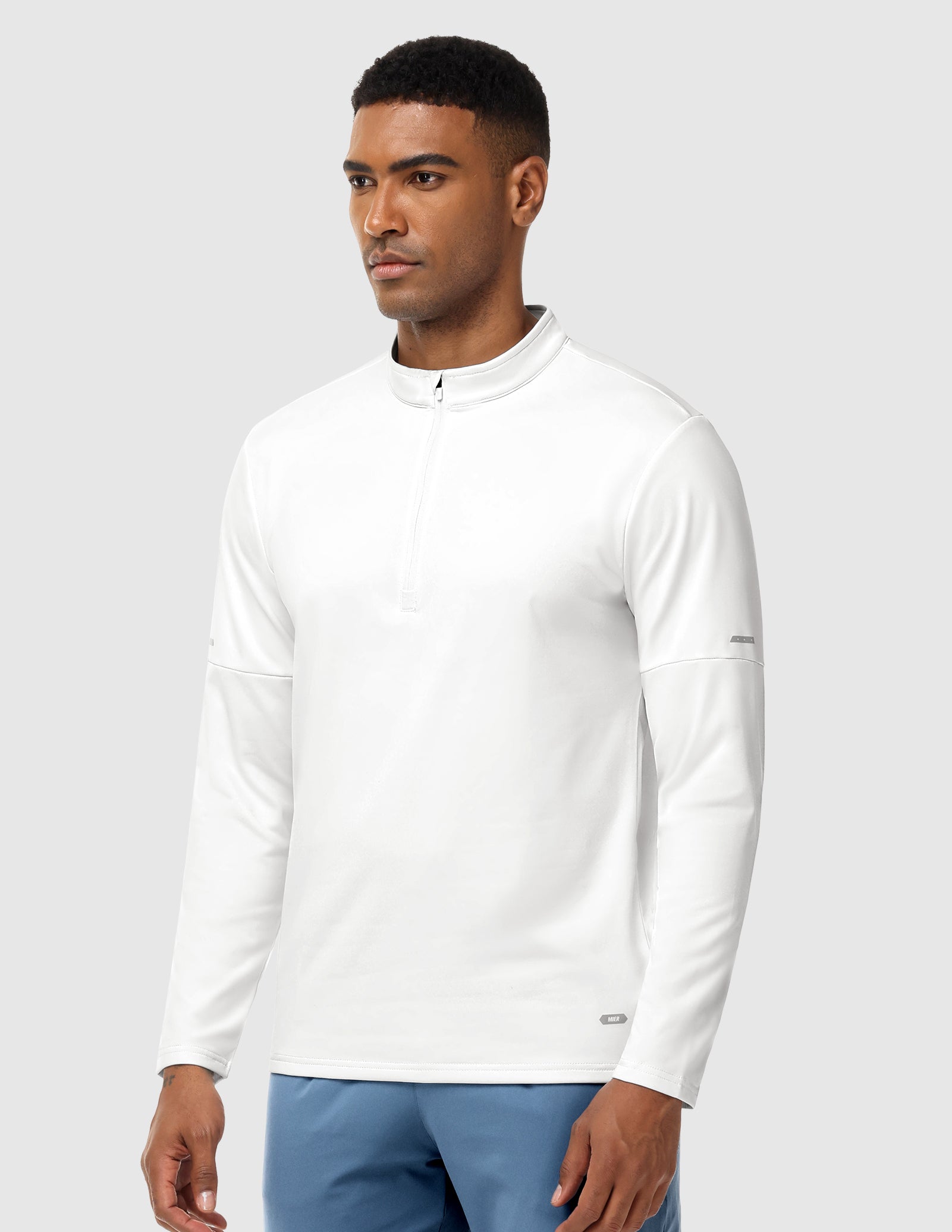 mier-brushed-fleece-lined-quarter-zip-pullover-midweight-men-s-long-sleeve image 3
