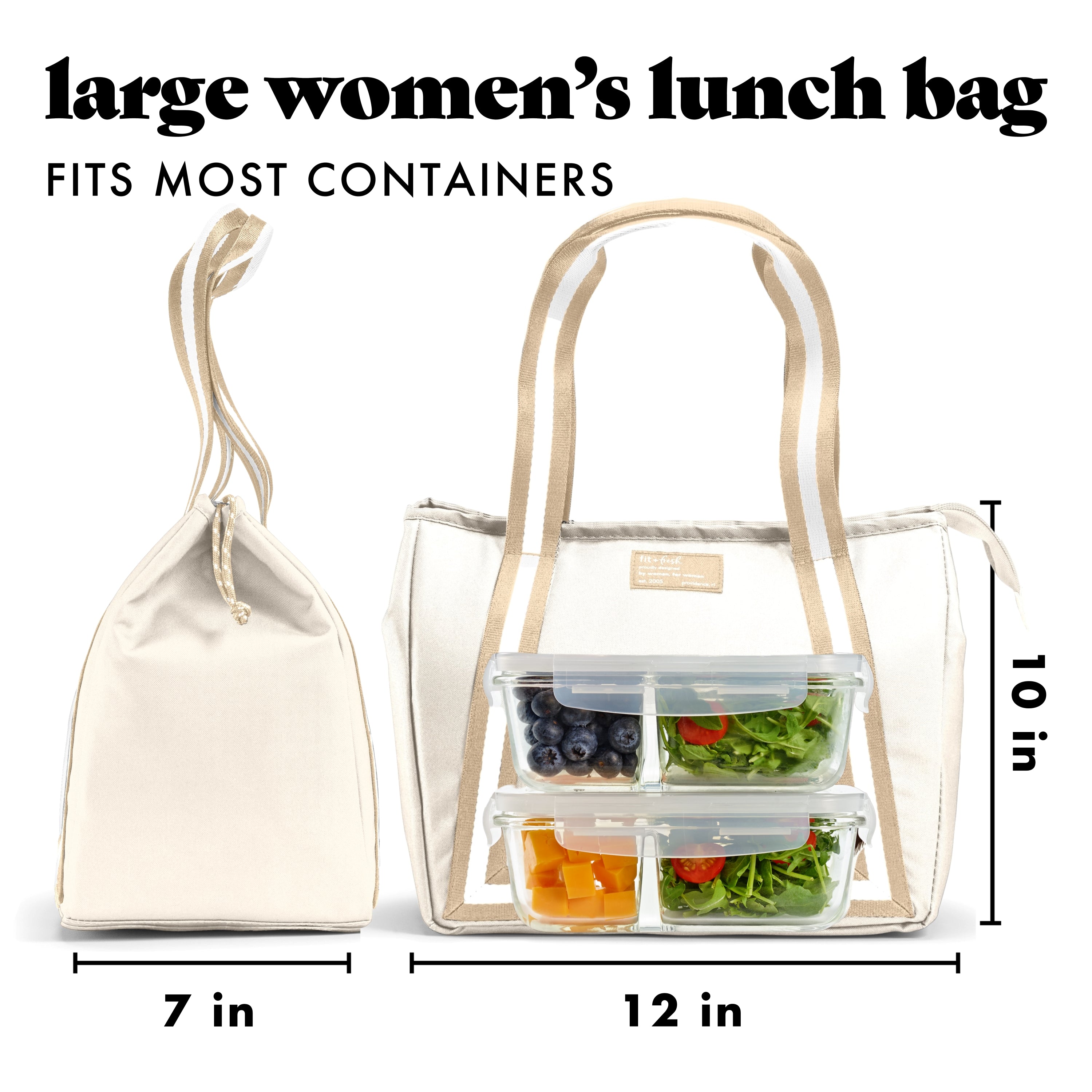 fit-fresh-everleigh-lunch-bag-with-lunch-kit-cream-xl-roomy-insulated-lunch-bag- image 2
