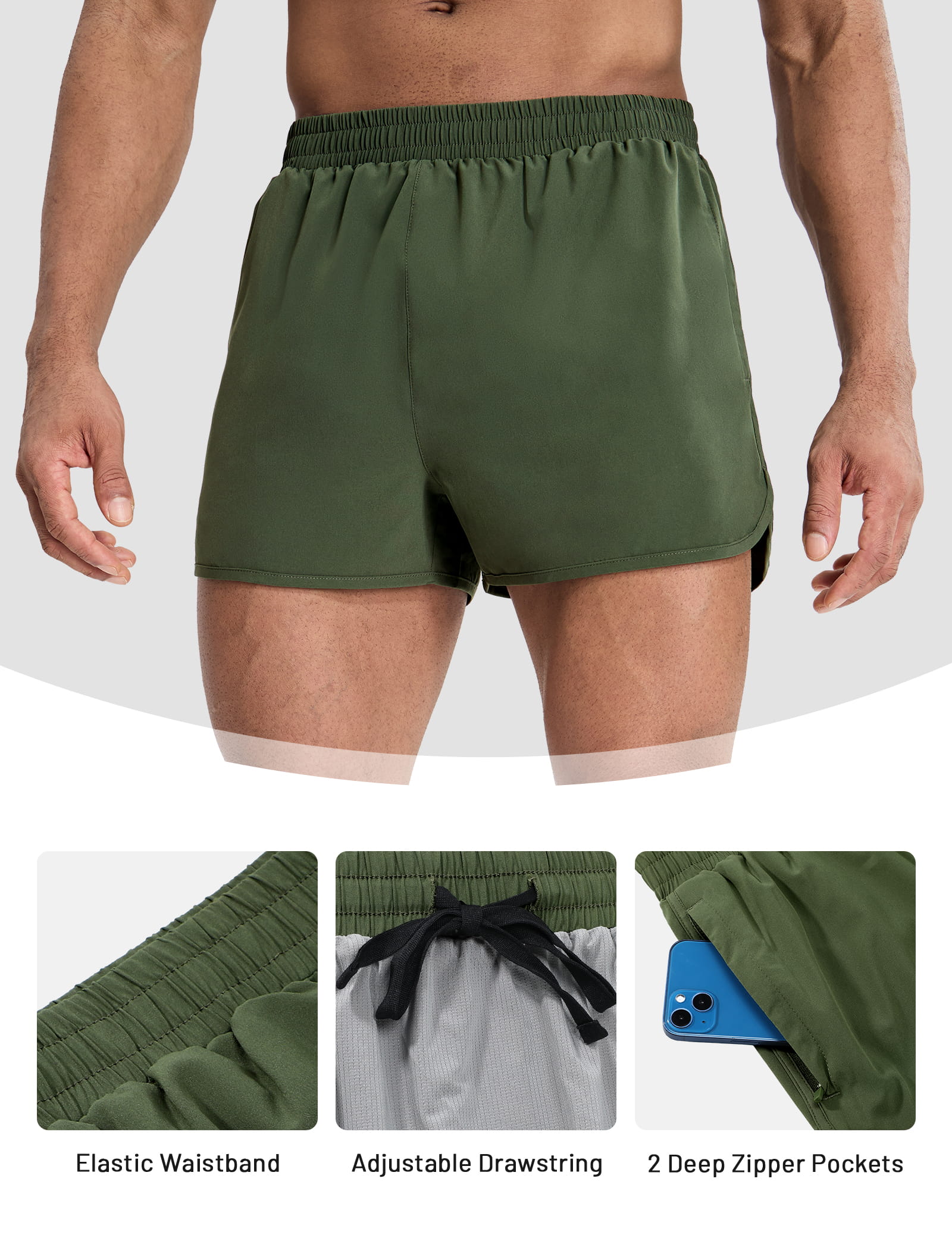 mier-pacelite-men-s-3-split-running-shorts-with-brief-lightweight-quick-dry-race image 4