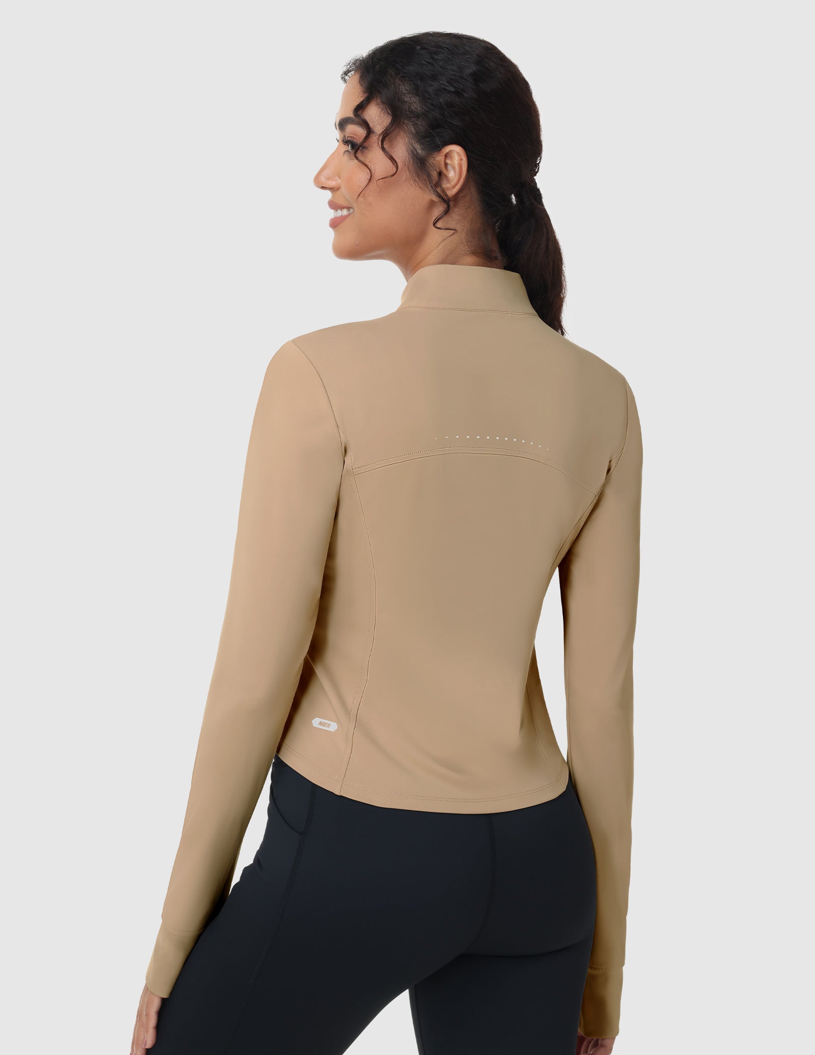 mier-women-s-slim-fit-full-zip-workout-jacket-with-zipper-pockets-4-way-stretch image 8