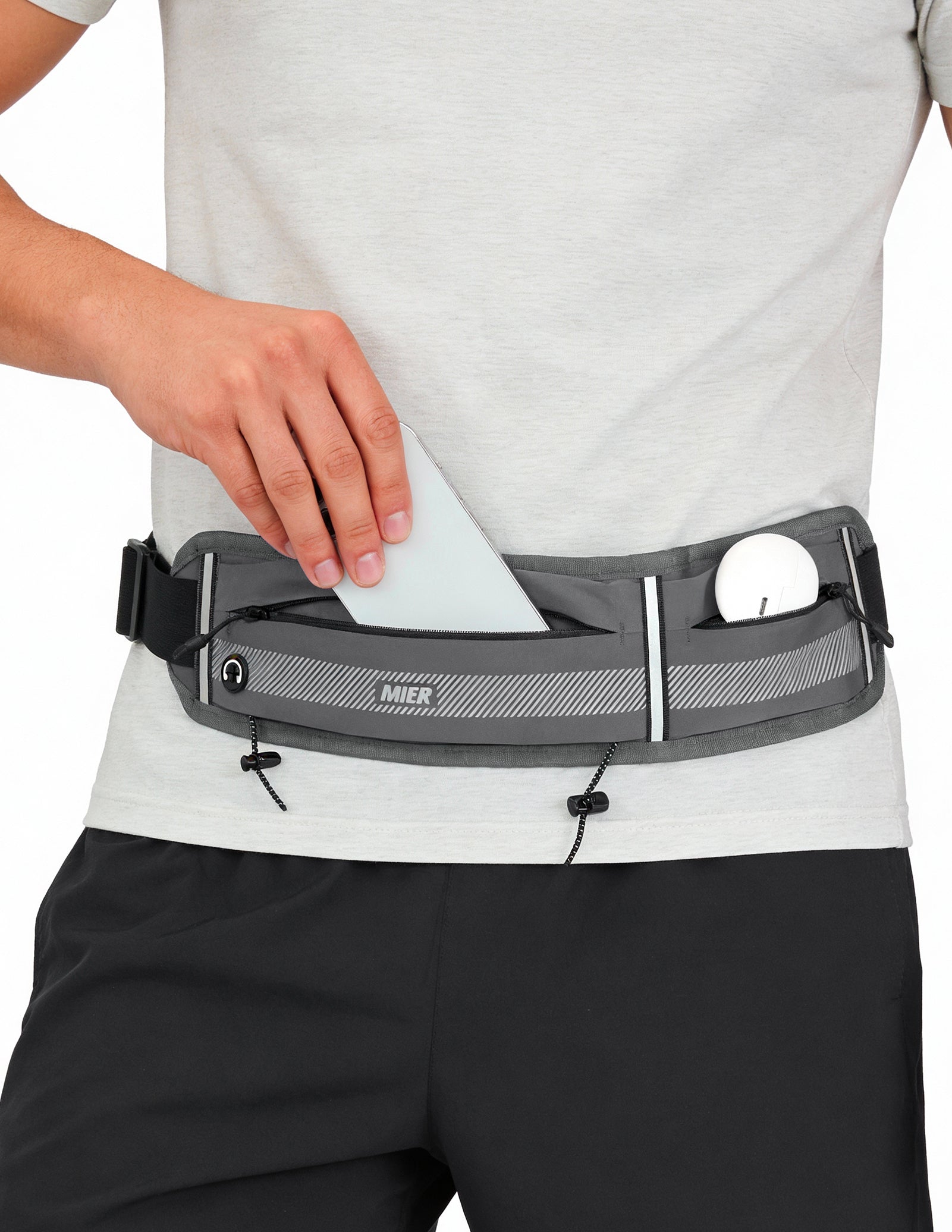 mier-unisex-zipper-running-belt-with-race-bib-clips-and-headphone-port image 4
