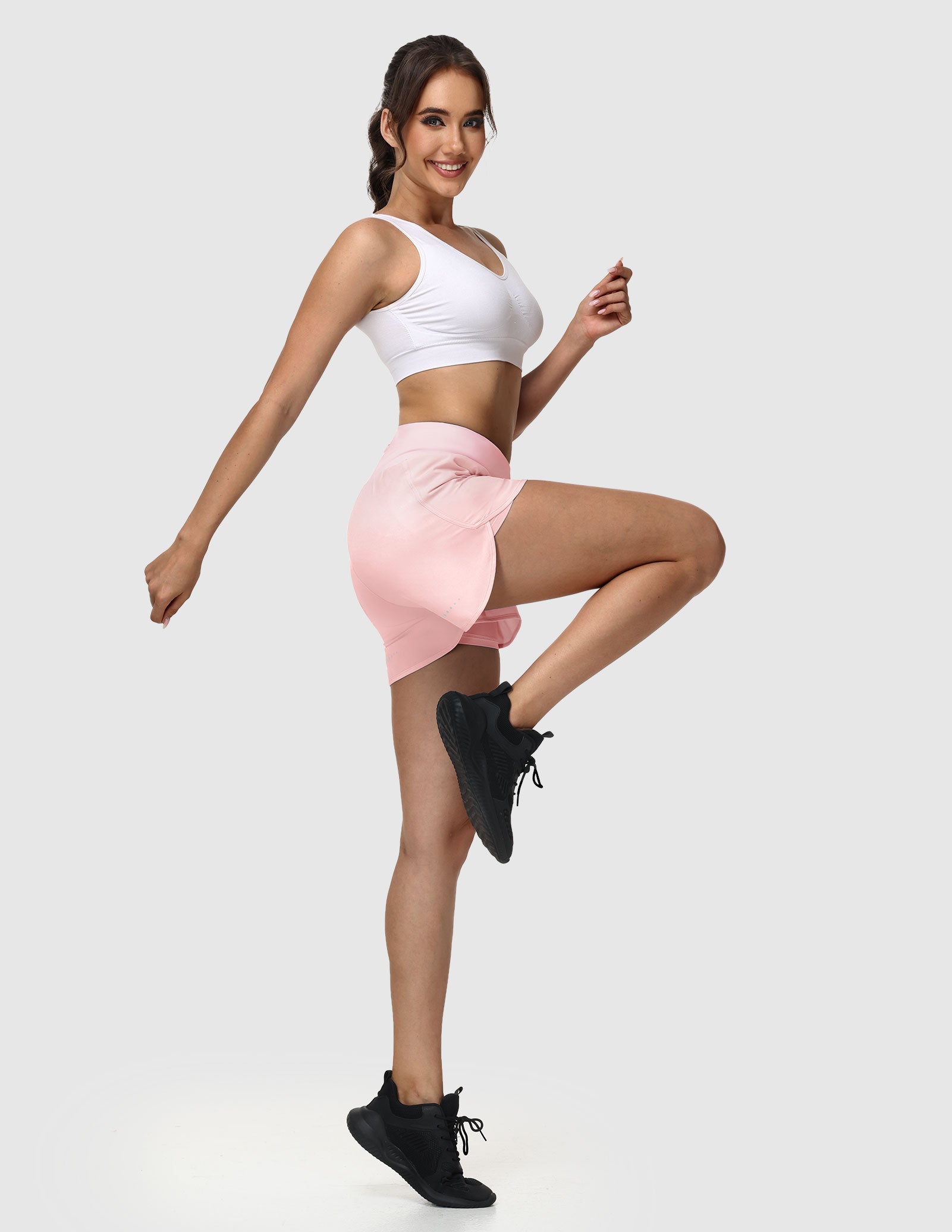 mier-women-s-pacelite-2-in-1-3-inch-running-shorts-with-back-zipper-pockets image 4
