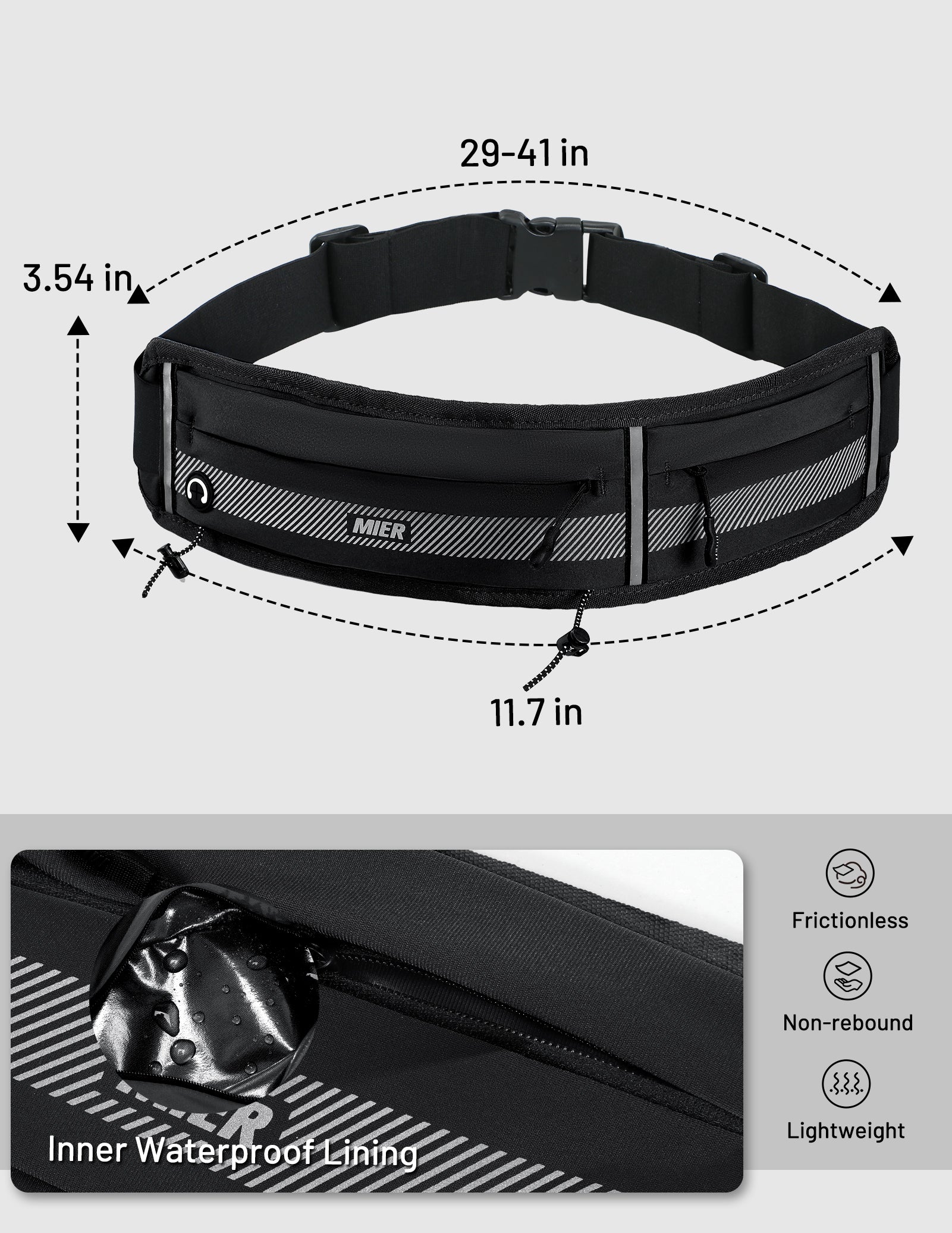 mier-unisex-zipper-running-belt-with-race-bib-clips-and-headphone-port image 8