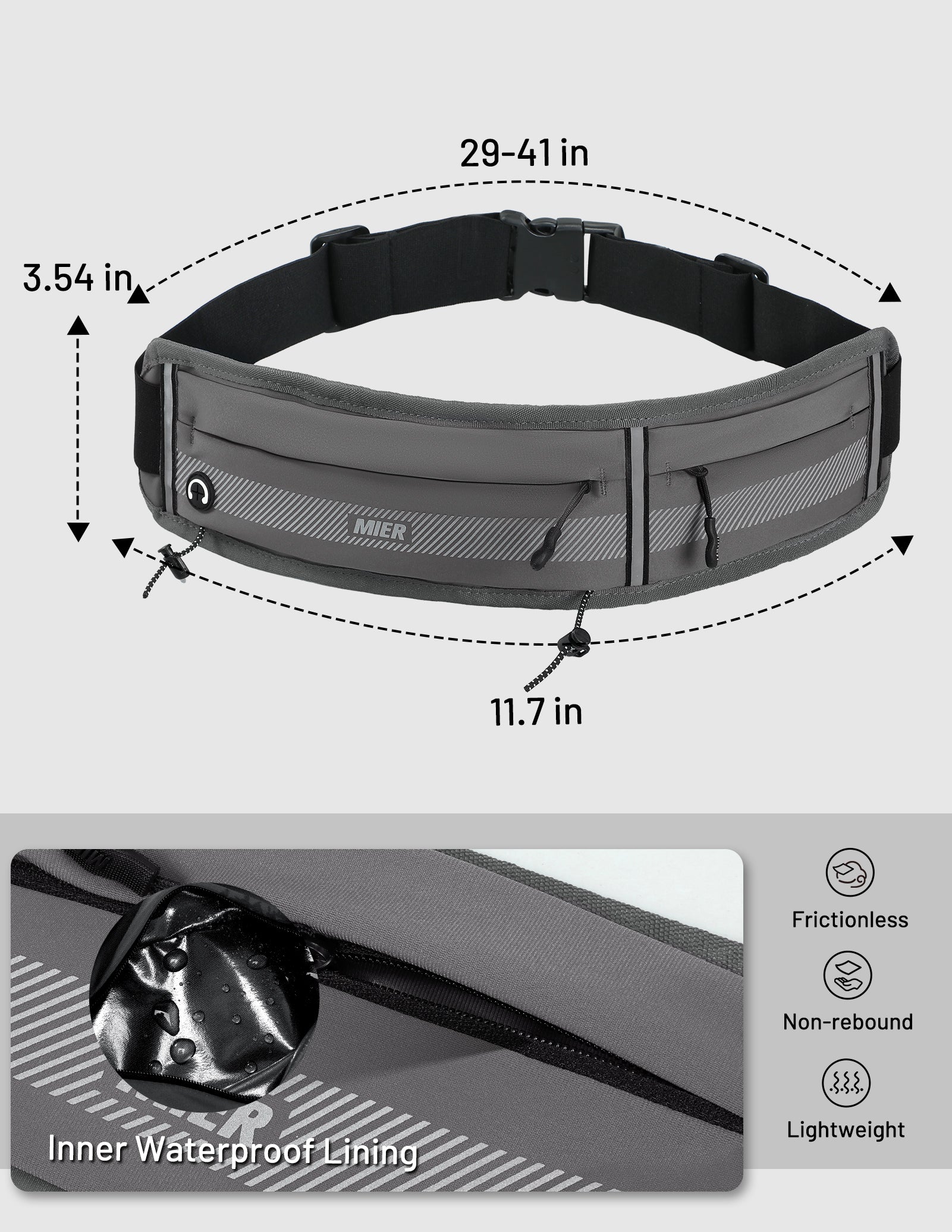 mier-unisex-zipper-running-belt-with-race-bib-clips-and-headphone-port image 5