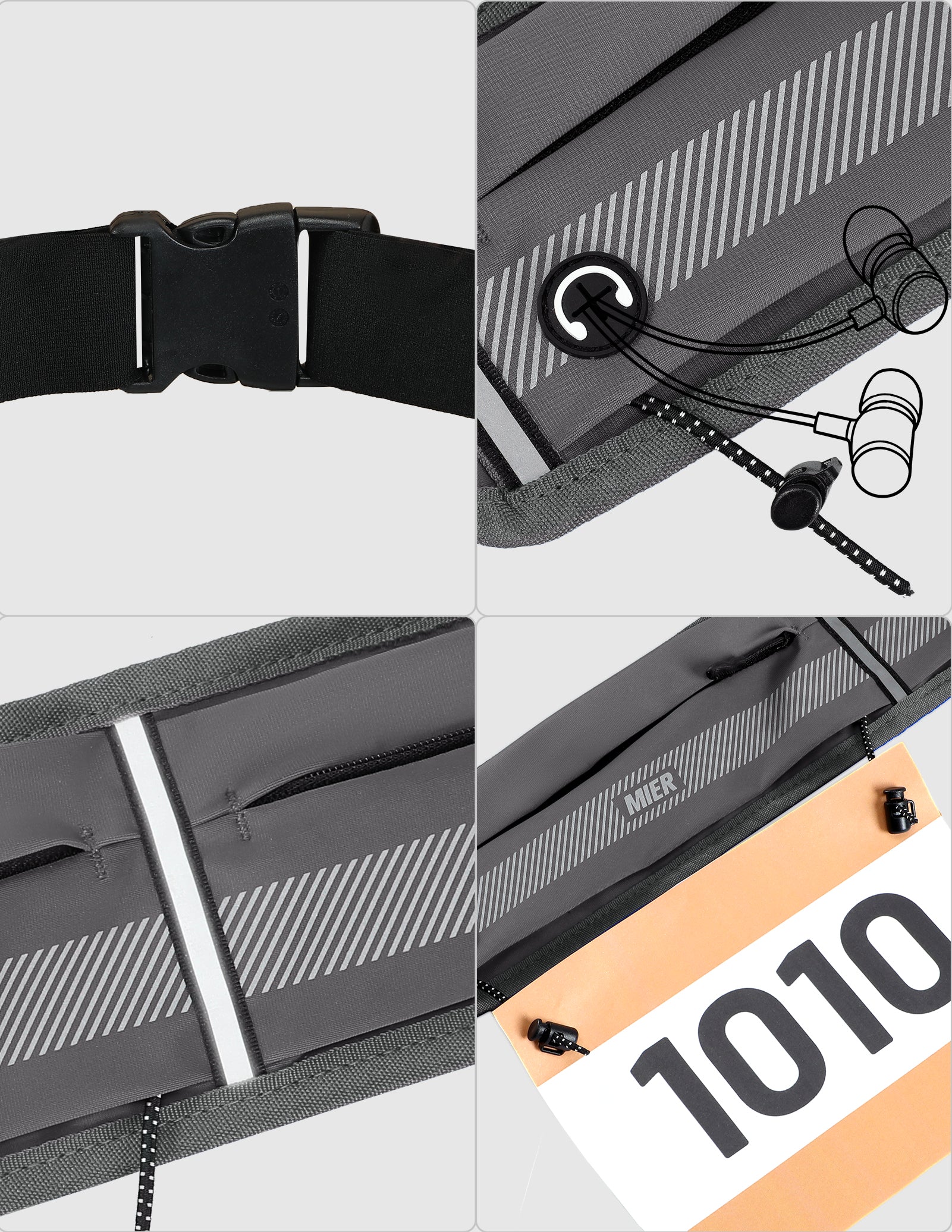 mier-unisex-zipper-running-belt-with-race-bib-clips-and-headphone-port image 6