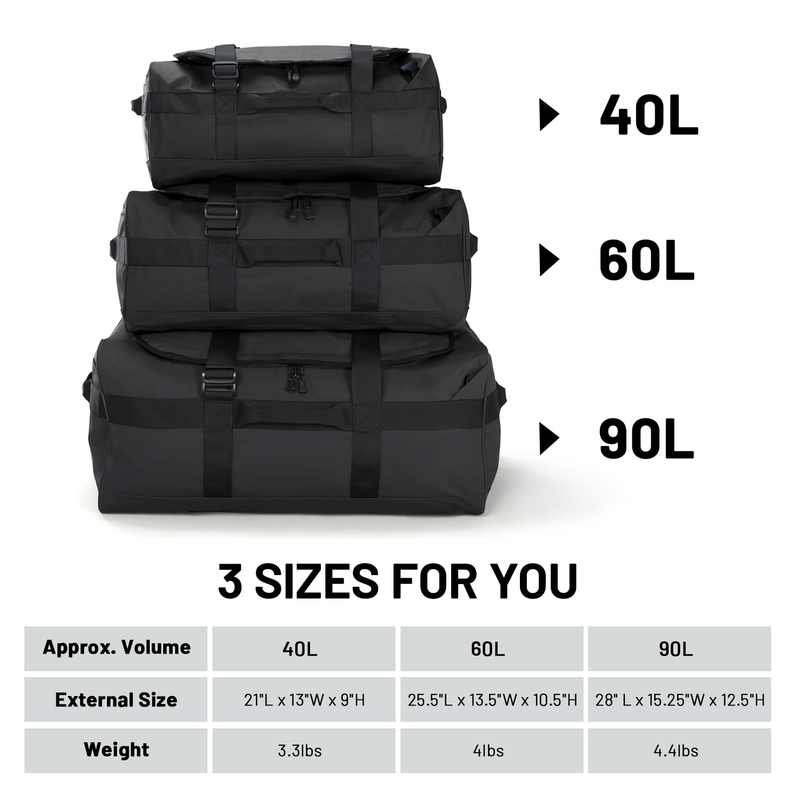 mier-large-convertible-backpack-duffle-heavy-duty-water-resistant-60l-travel-and image 7