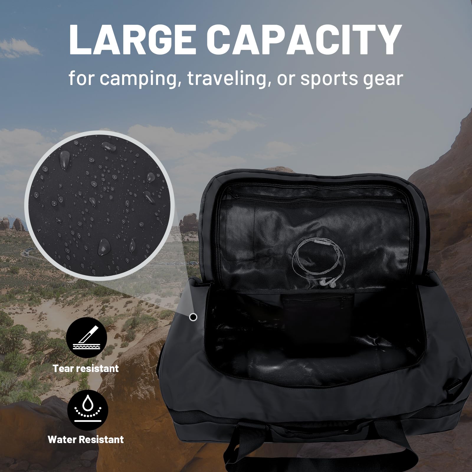 mier-large-convertible-backpack-duffle-heavy-duty-water-resistant-60l-travel-and image 2