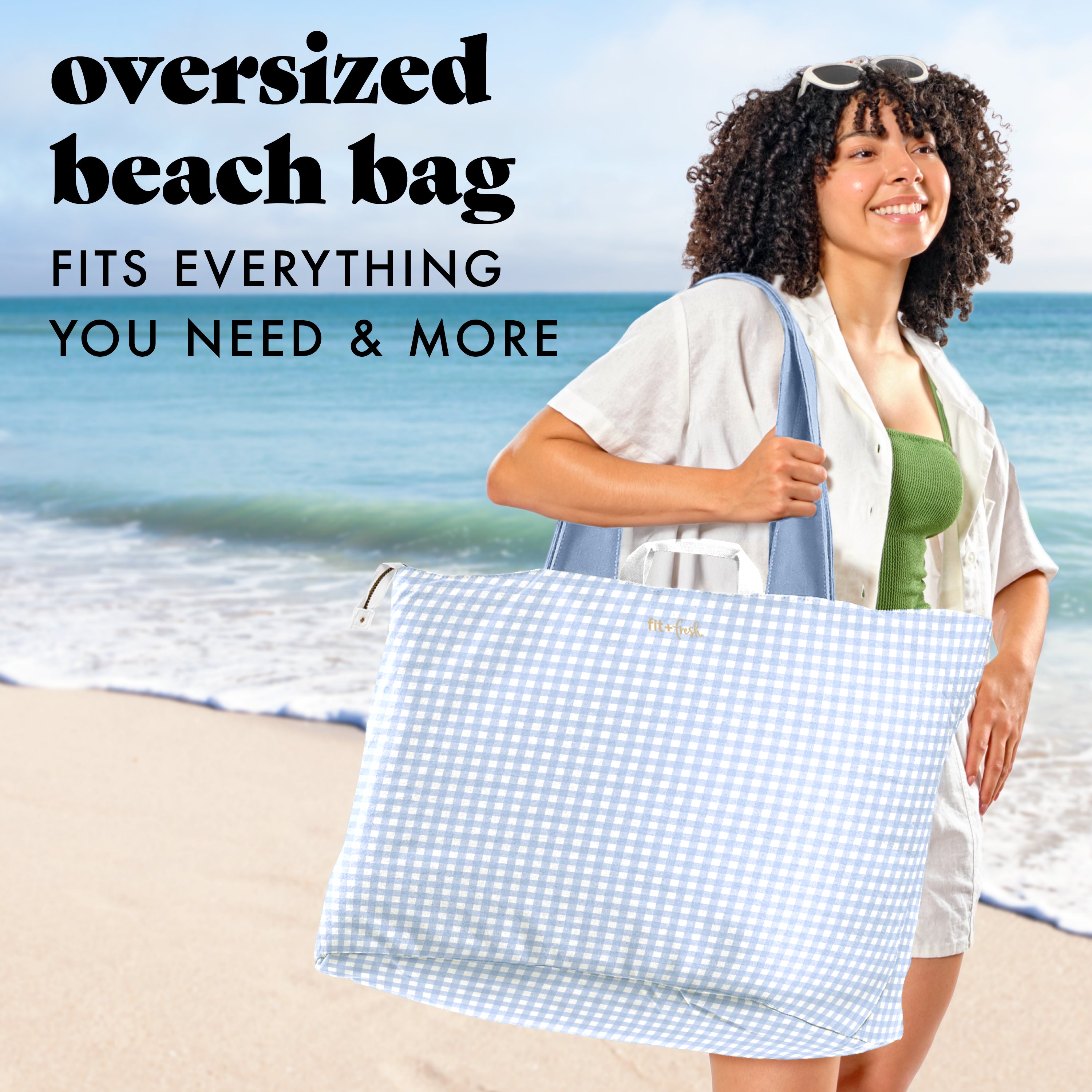 fit-fresh-all-the-things-xl-travel-tote-bag-blue-gingham image 2