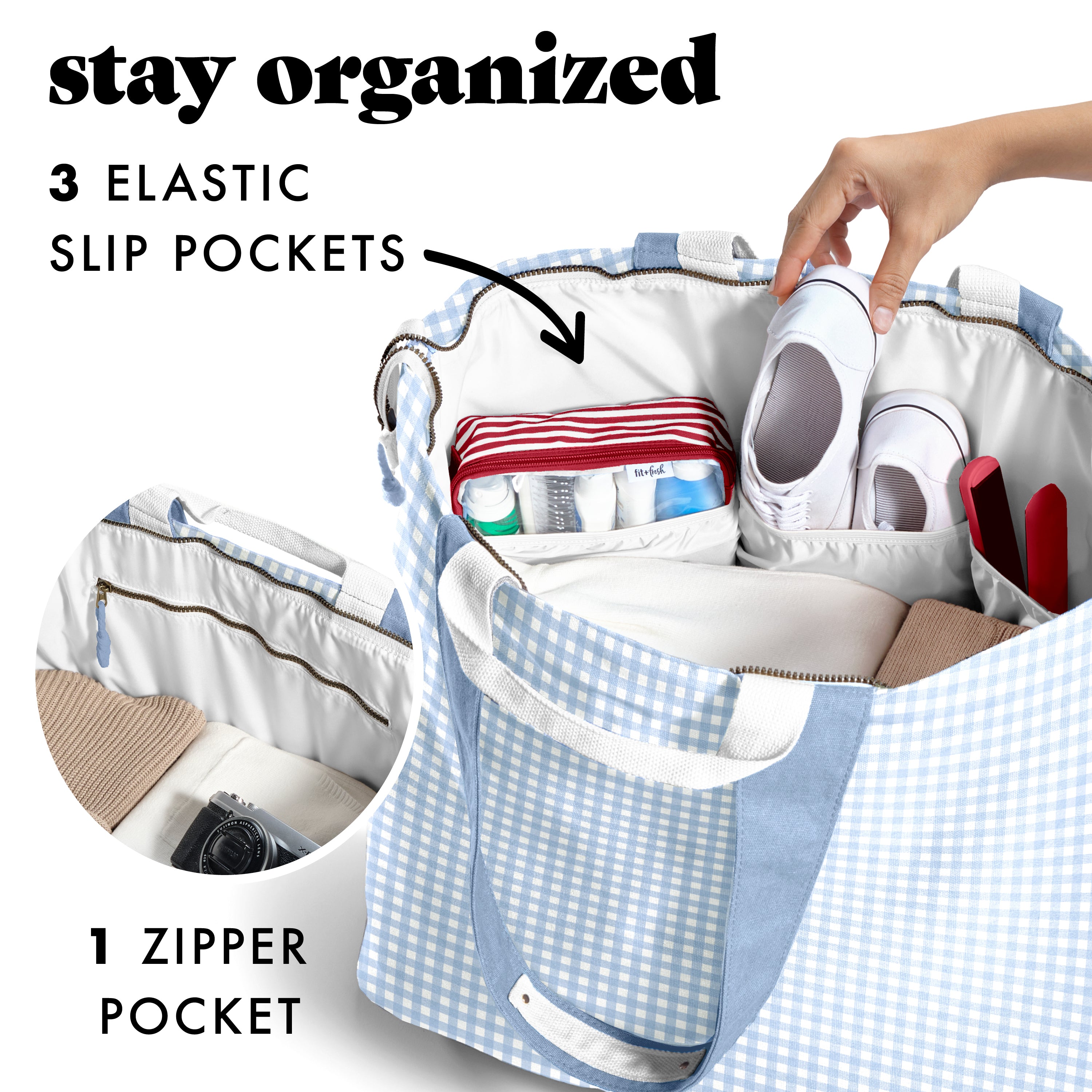 fit-fresh-all-the-things-xl-travel-tote-bag-blue-gingham image 4