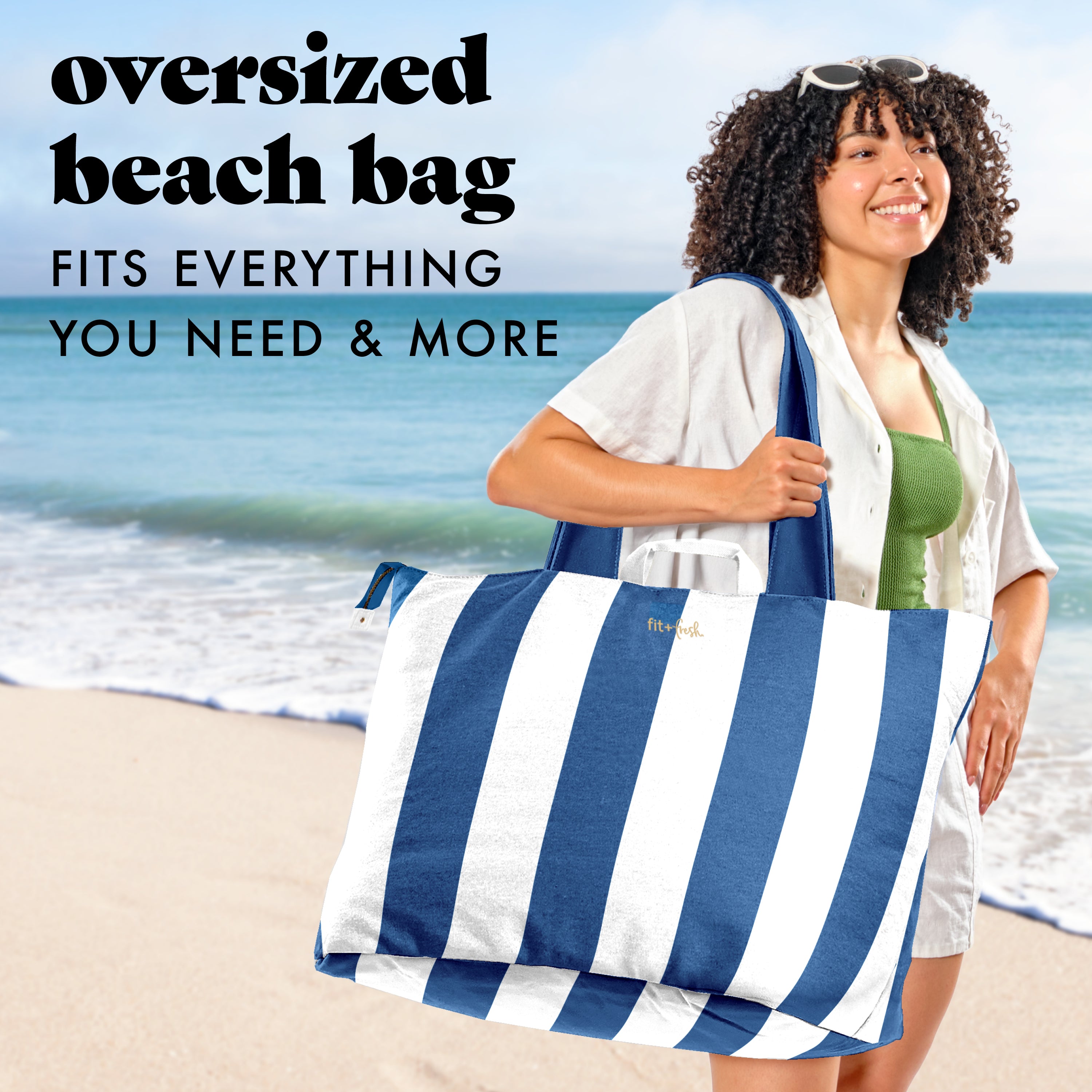 fit-fresh-all-the-things-xl-travel-tote-bag-cobalt-cabana-stripe-holds-50-lbs image 2