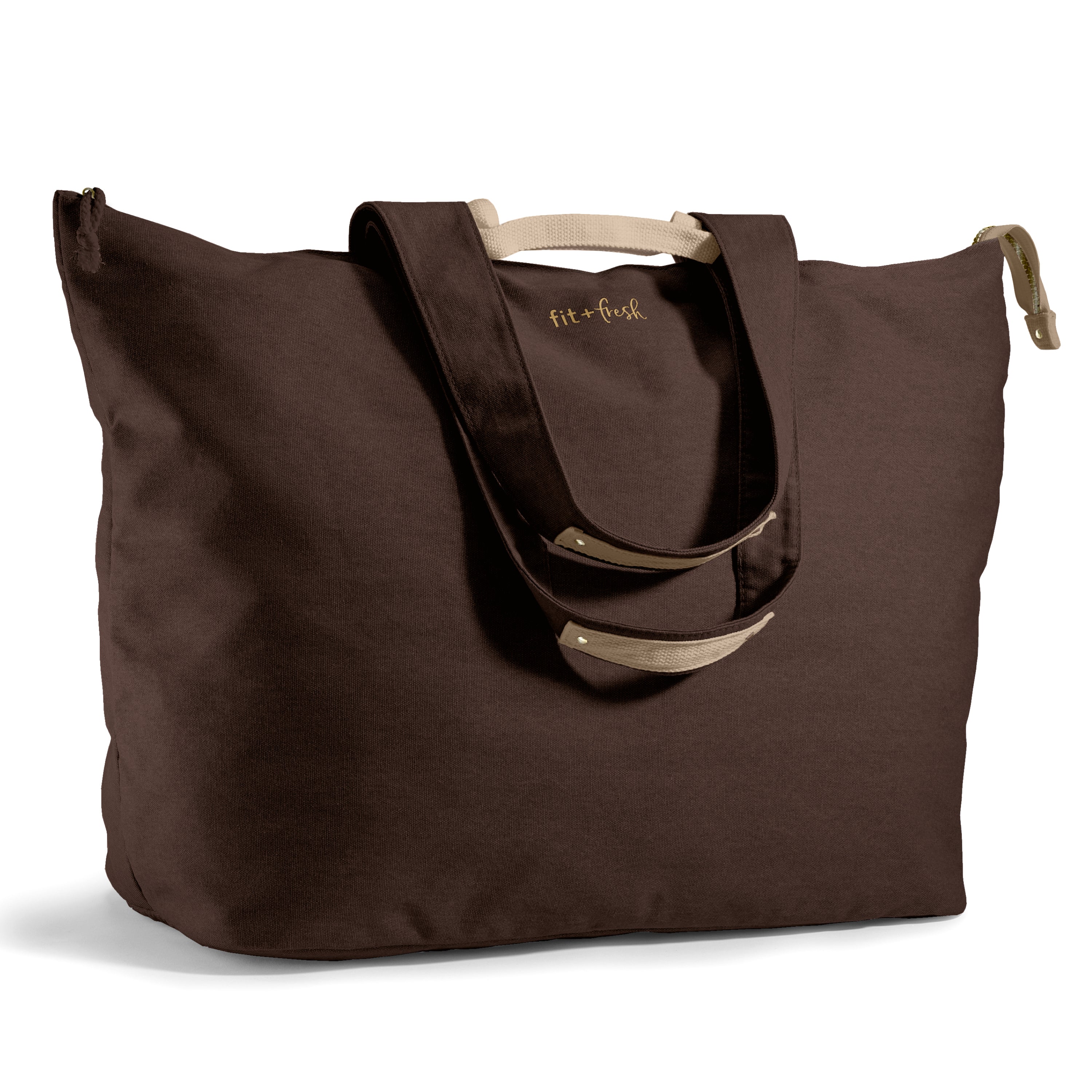 fit-fresh-all-the-things-xl-travel-tote-bag-chocolate-brown-22-x-18-x-12-foldabl image 1
