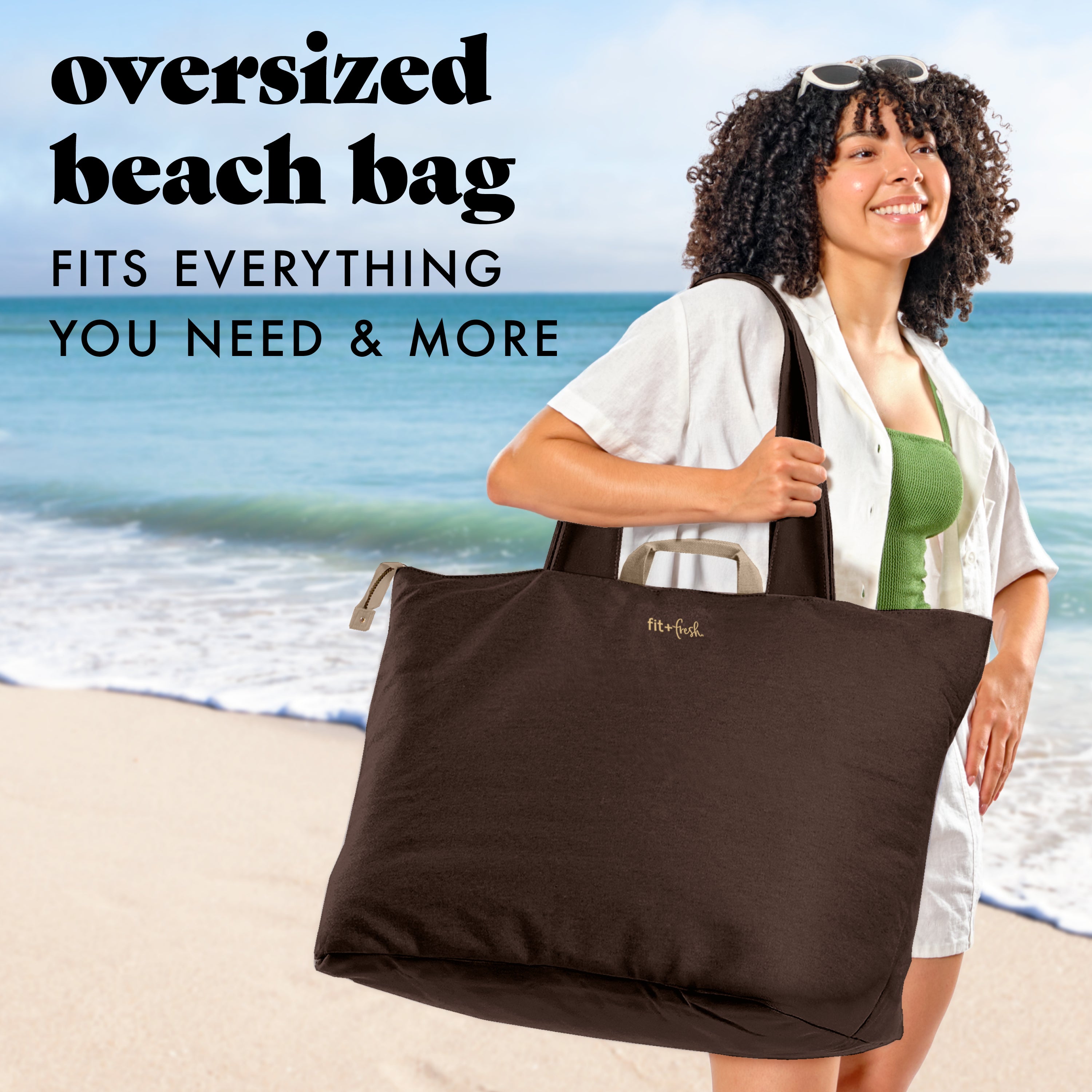 fit-fresh-all-the-things-xl-travel-tote-bag-chocolate-brown-22-x-18-x-12-foldabl image 2