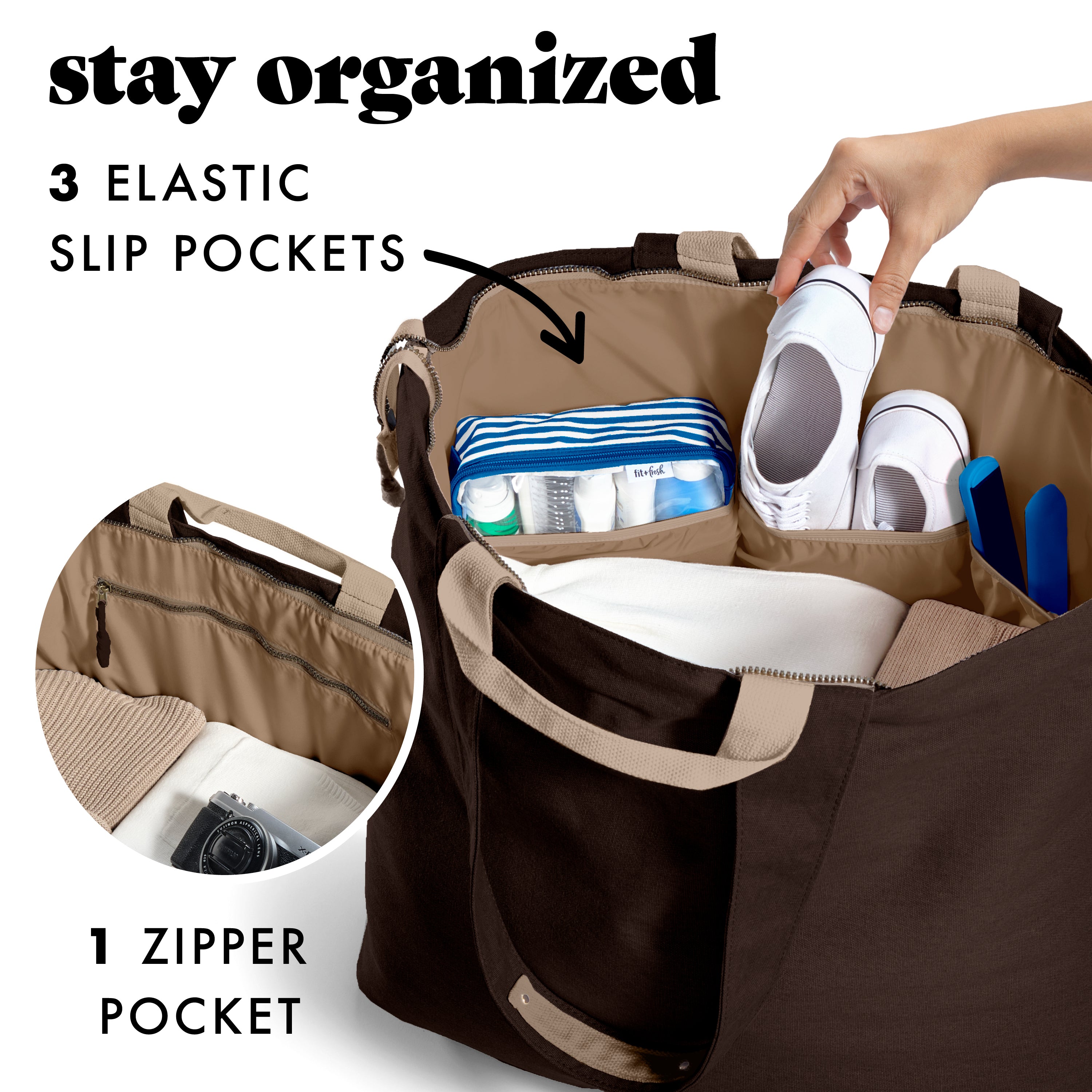 fit-fresh-all-the-things-xl-travel-tote-bag-chocolate-brown-22-x-18-x-12-foldabl image 4