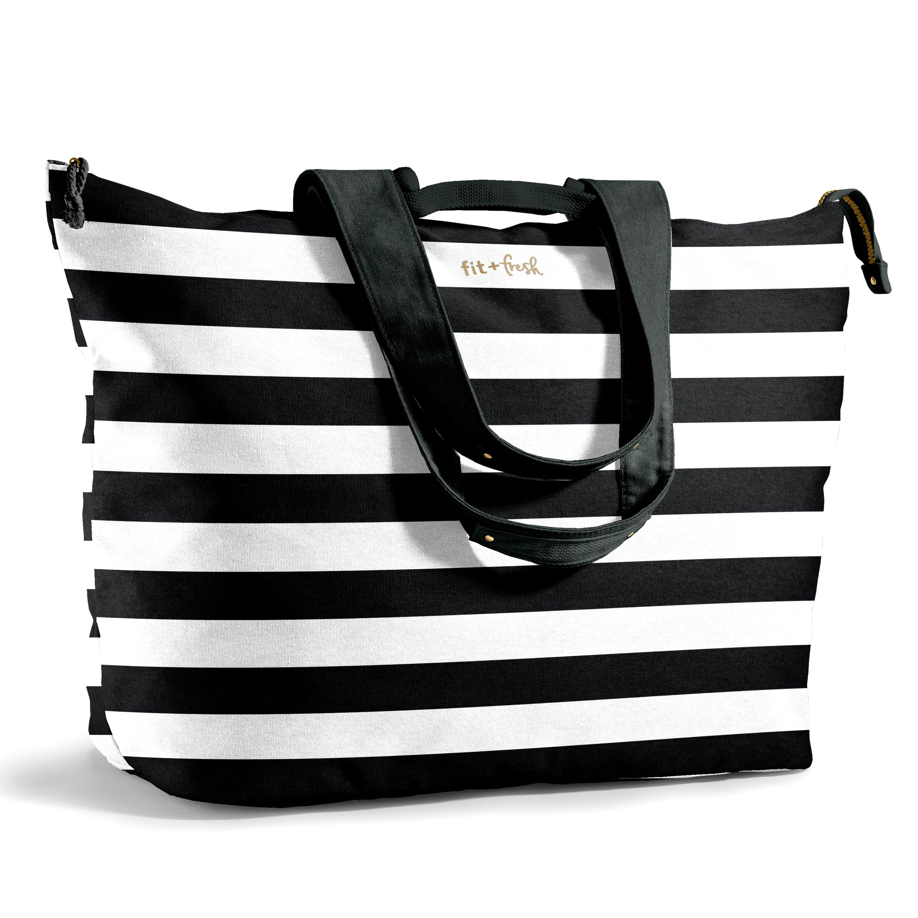 fit-fresh-all-the-things-xl-travel-tote-bag-b-w-stripe image 1