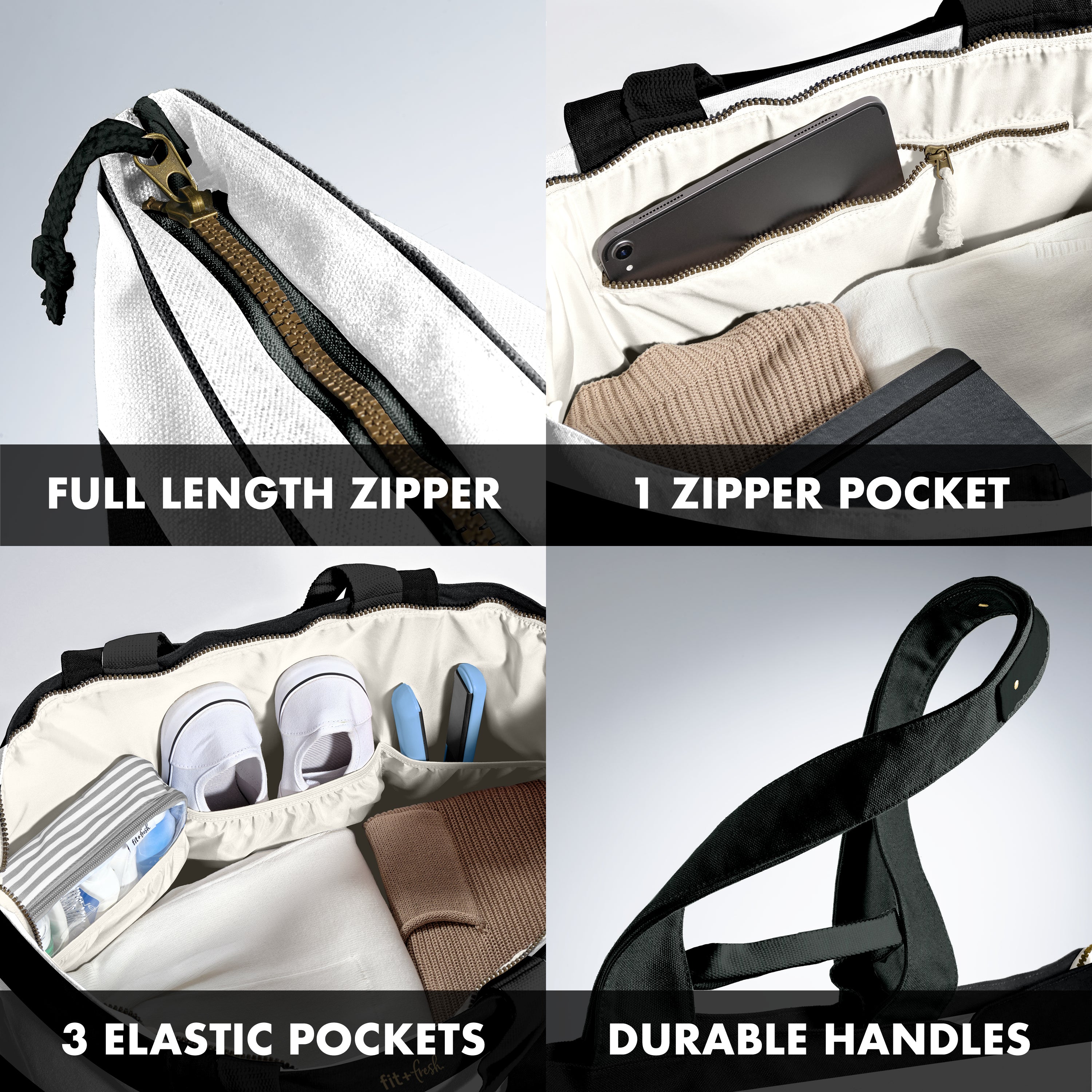 fit-fresh-all-the-things-xl-travel-tote-bag-b-w-stripe image 4