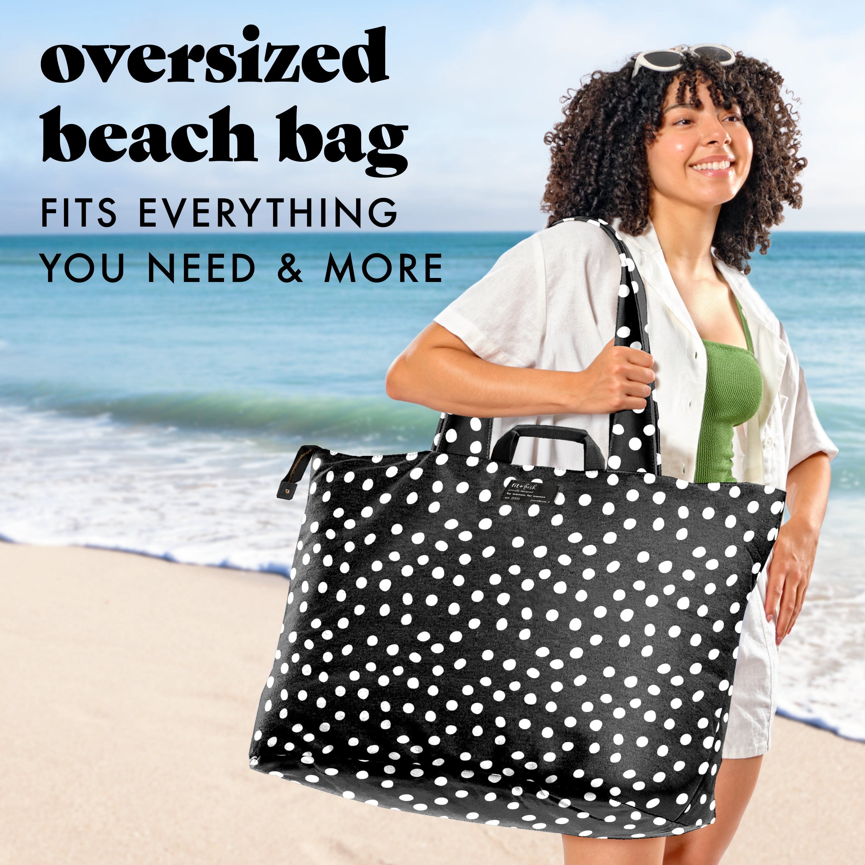 fit-fresh-all-the-things-xl-travel-tote-bag-b-w-dot-extra-large-22-x-18-x-12-zip image 2
