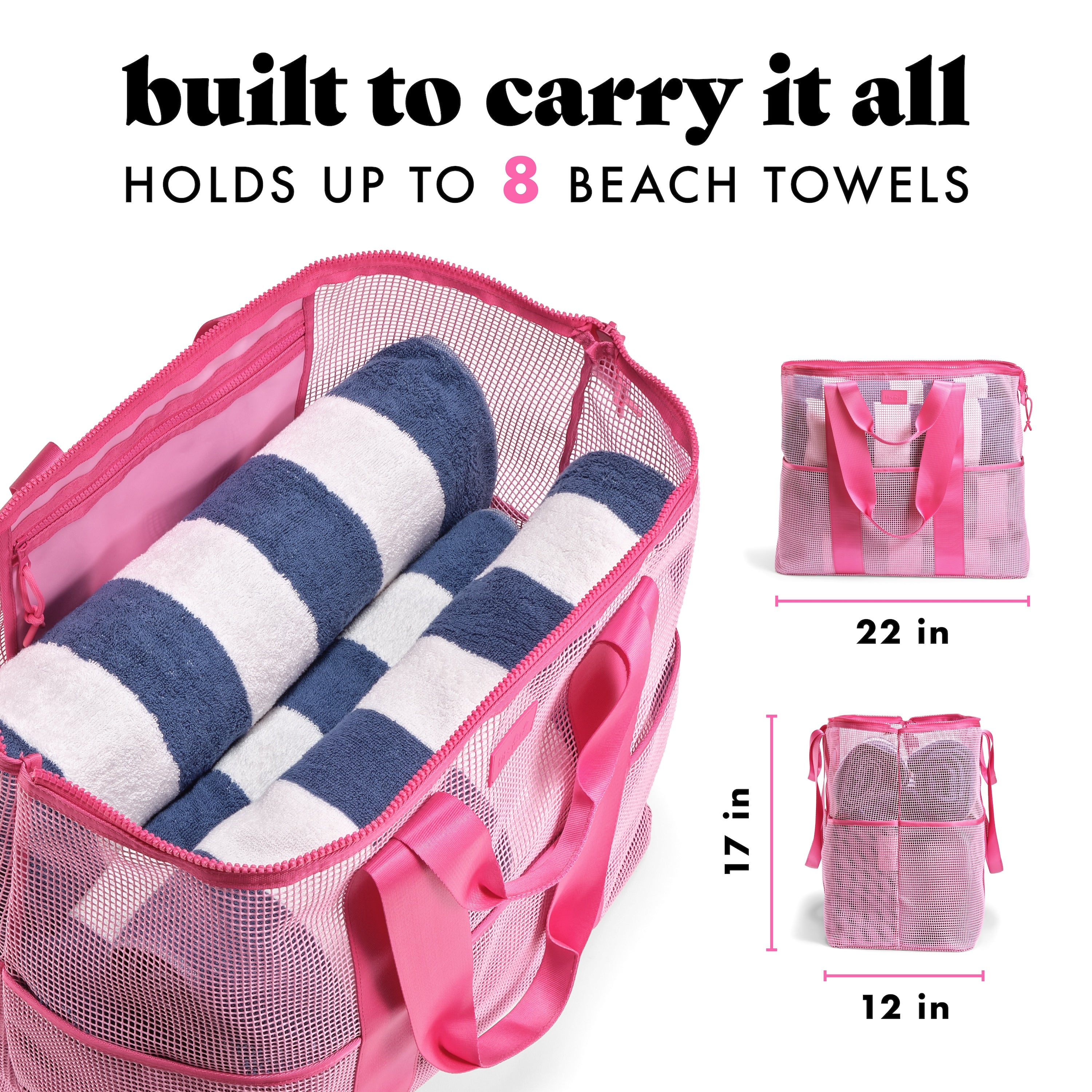 fit-fresh-the-shore-thing-xl-marine-grade-mesh-beach-bag-flamingo-pink image 4