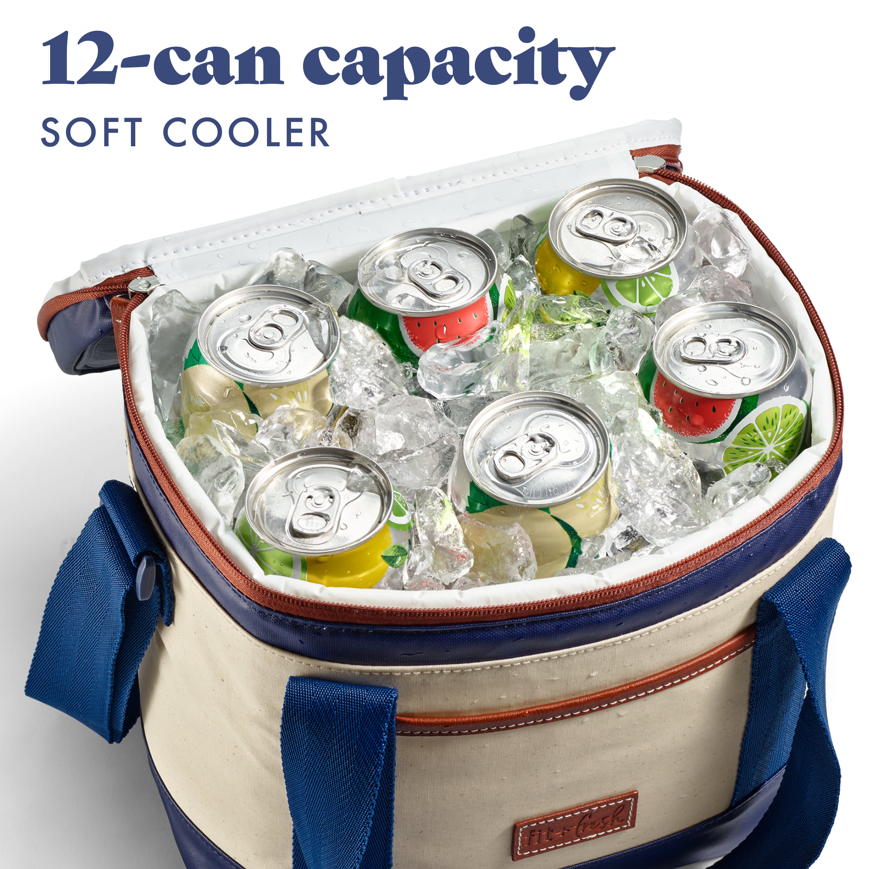 fit-fresh-benson-12-can-soft-cooler-bag-deluxe-canvas-compact-leakproof-insulate image 2