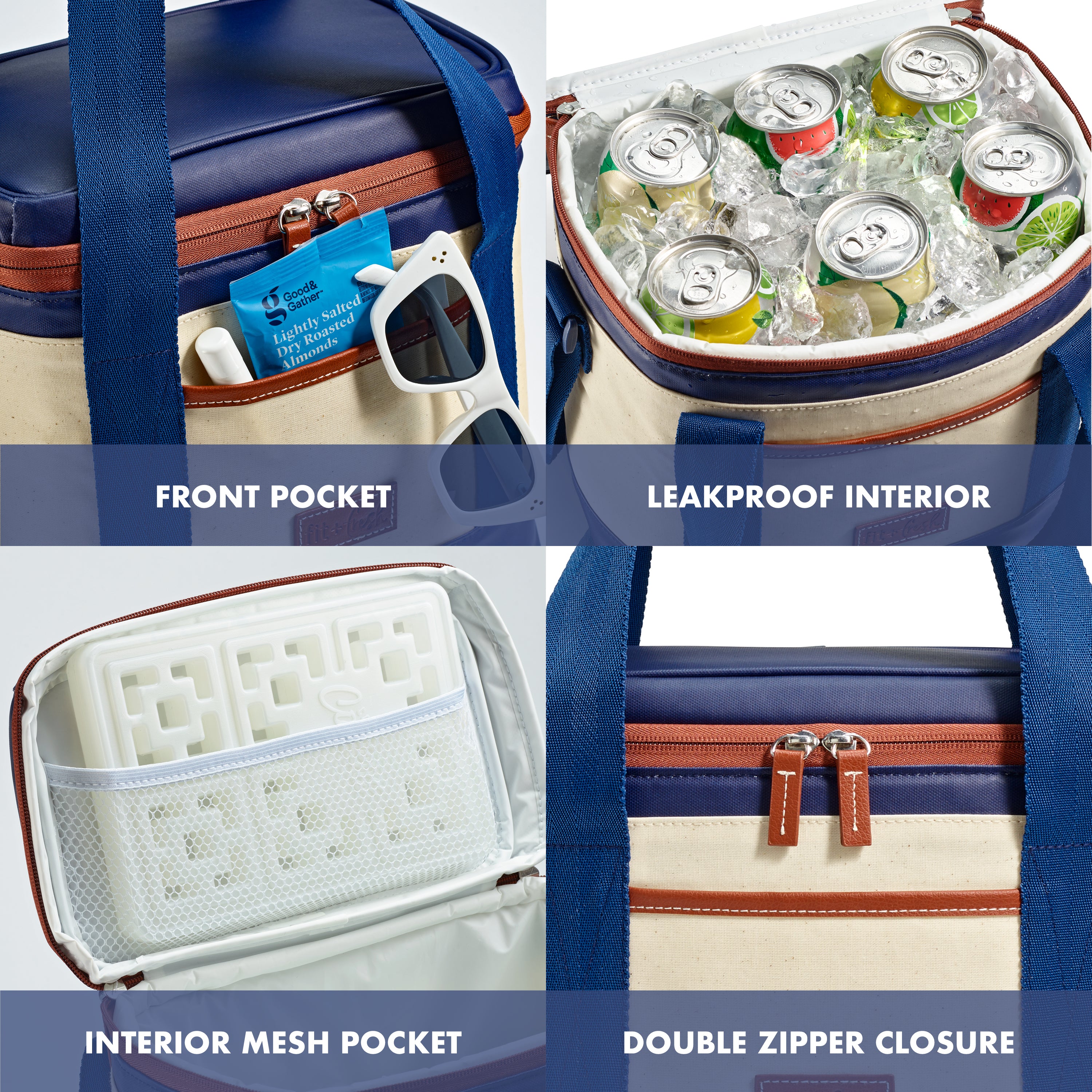 fit-fresh-benson-12-can-soft-cooler-bag-deluxe-canvas-compact-leakproof-insulate image 6
