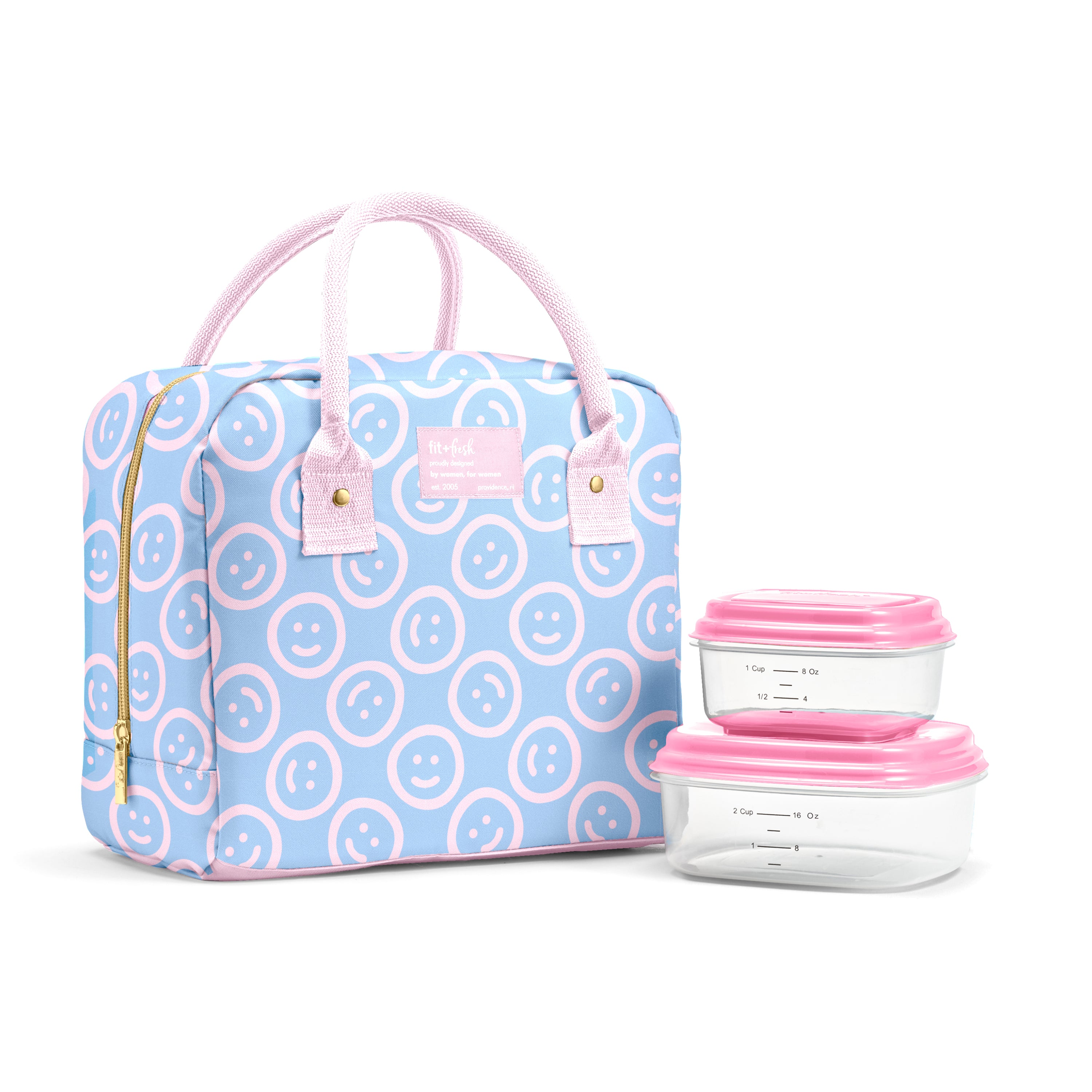fit-fresh-bloomington-lunch-bag-with-lunch-kit-bubble-gum-smiles-insulated-lunch image 1