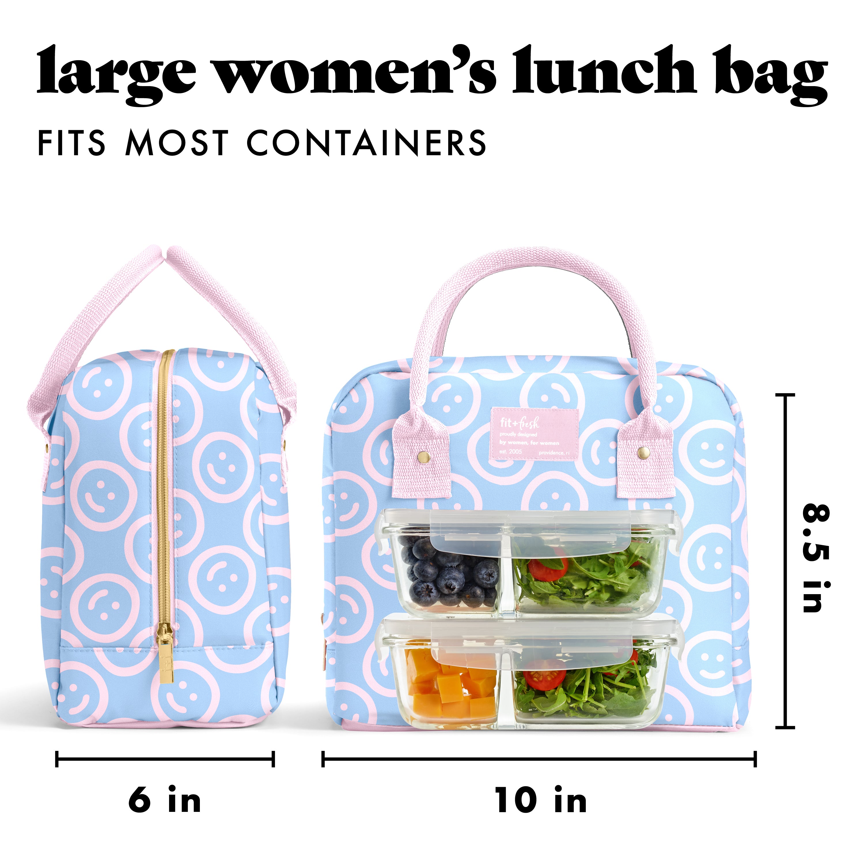 fit-fresh-bloomington-lunch-bag-with-lunch-kit-bubble-gum-smiles-insulated-lunch image 3