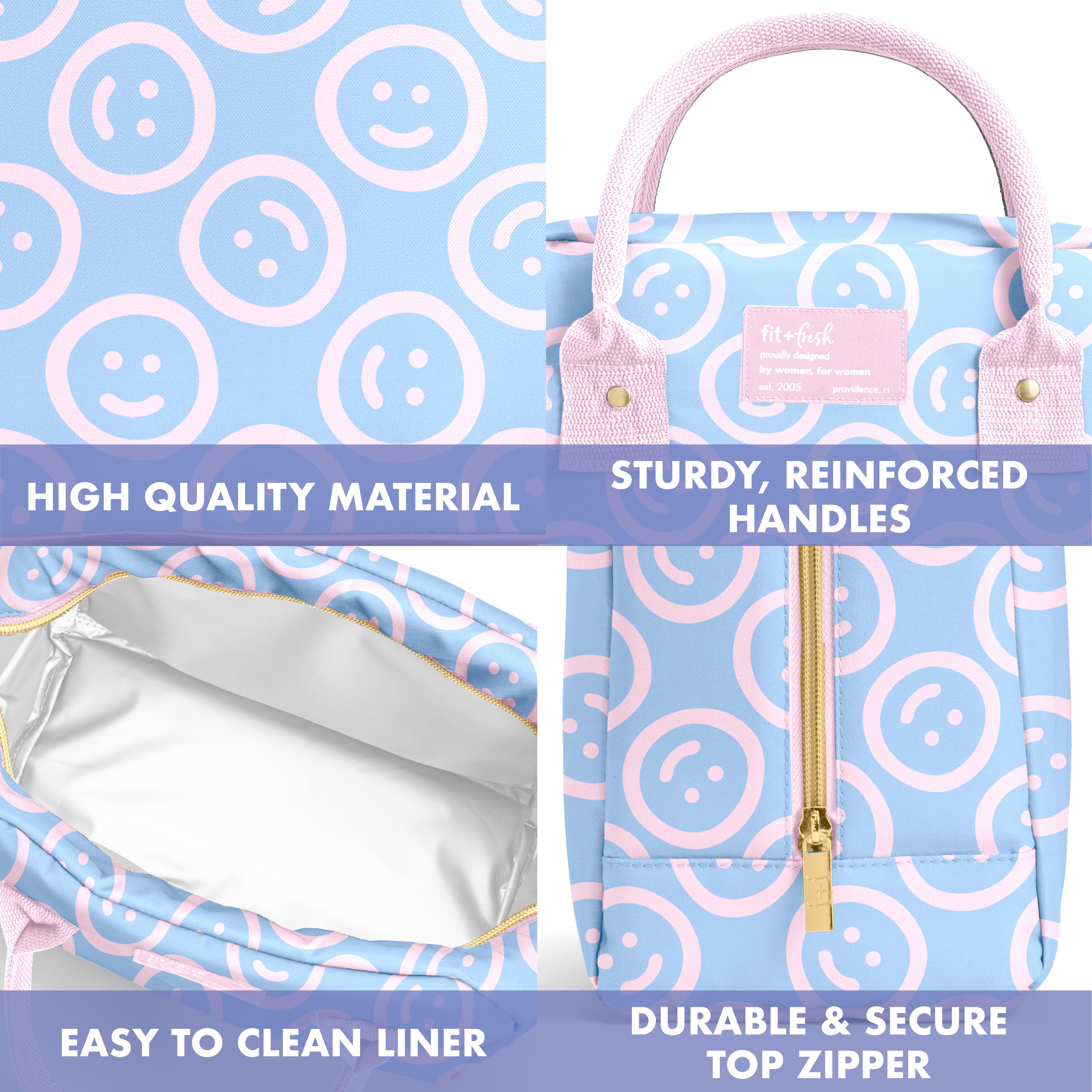 fit-fresh-bloomington-lunch-bag-with-lunch-kit-bubble-gum-smiles-insulated-lunch image 4