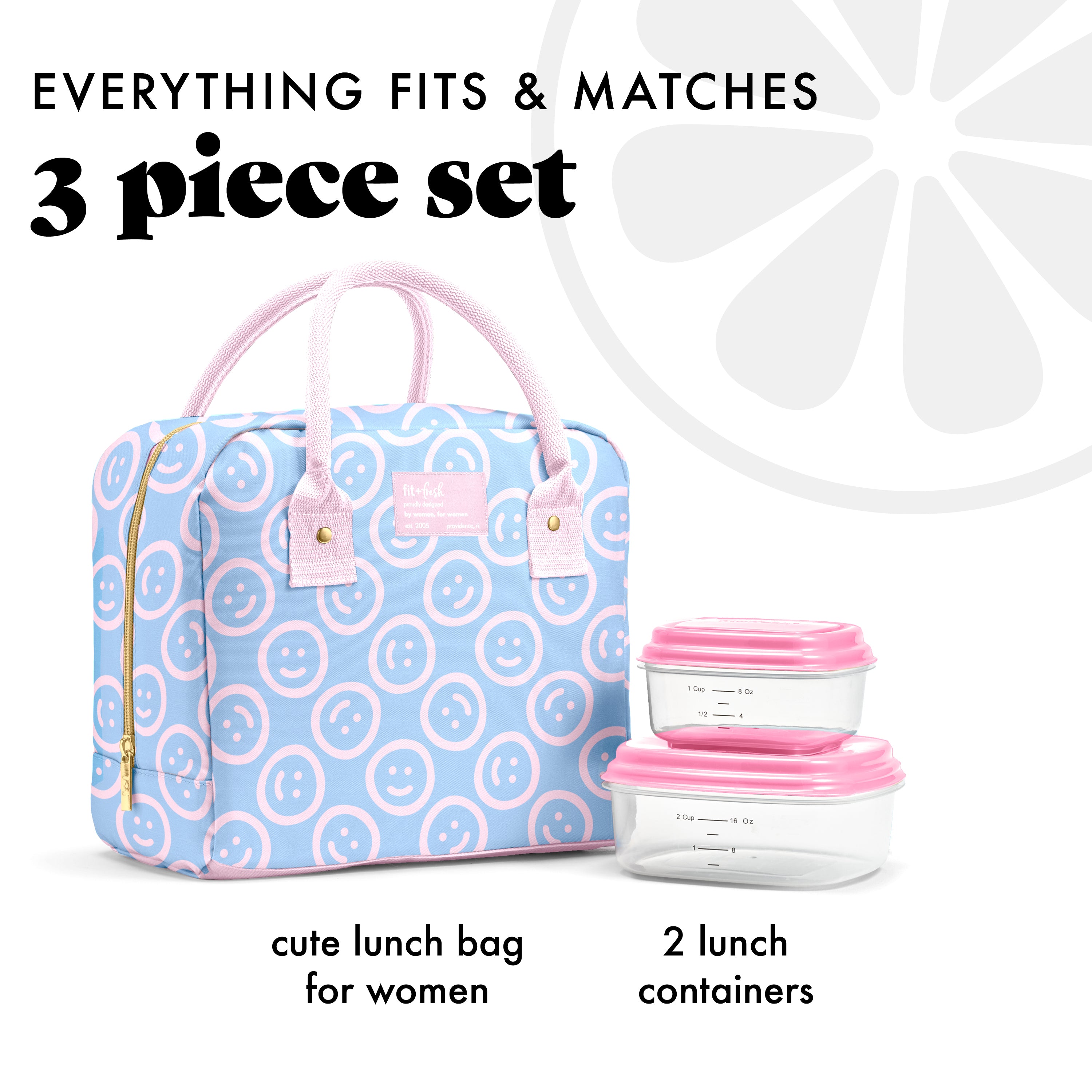 fit-fresh-bloomington-lunch-bag-with-lunch-kit-bubble-gum-smiles-insulated-lunch image 2