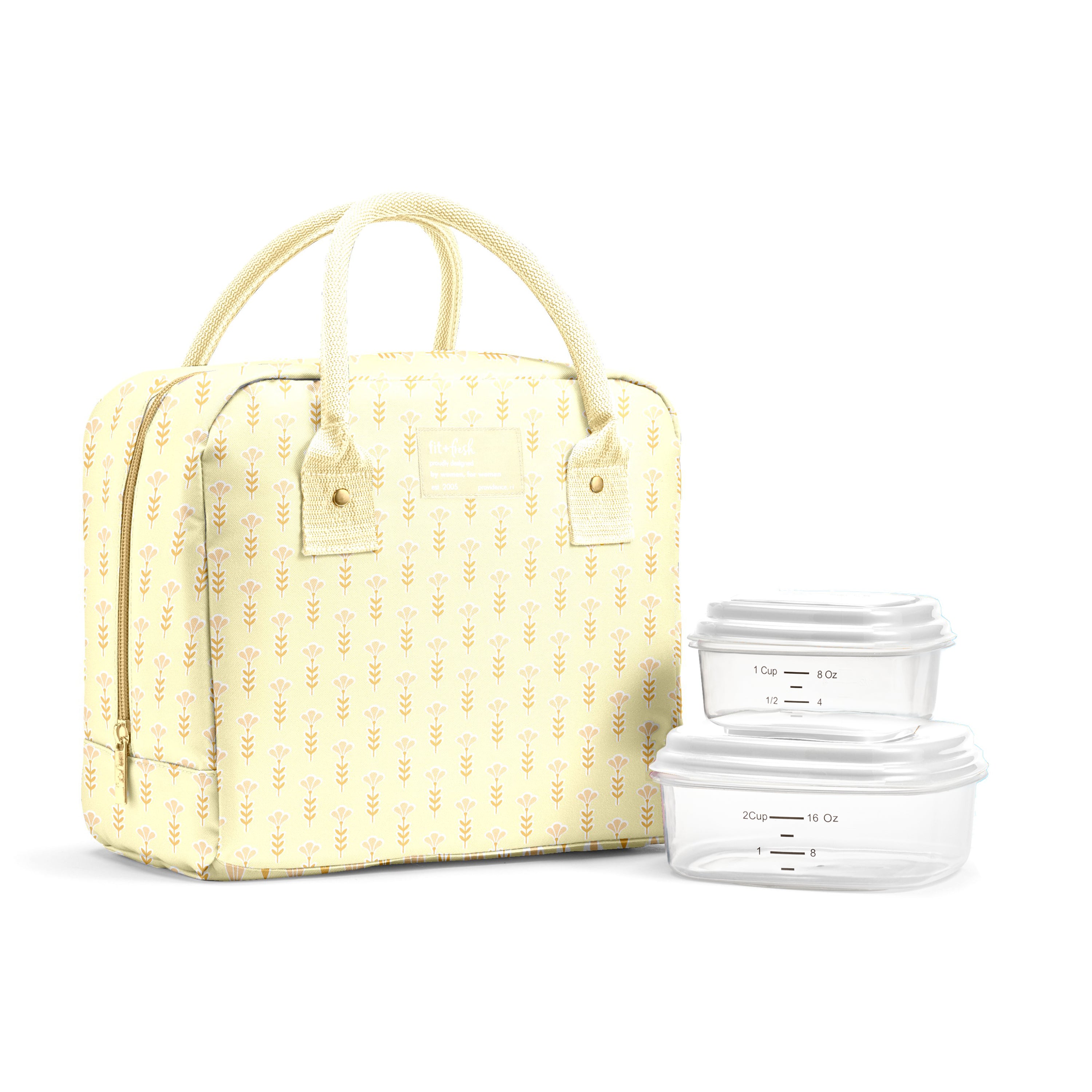fit-fresh-bloomington-lunch-bag-with-lunch-kit-butter-yellow-flowers-10-x6-x8-5- image 1