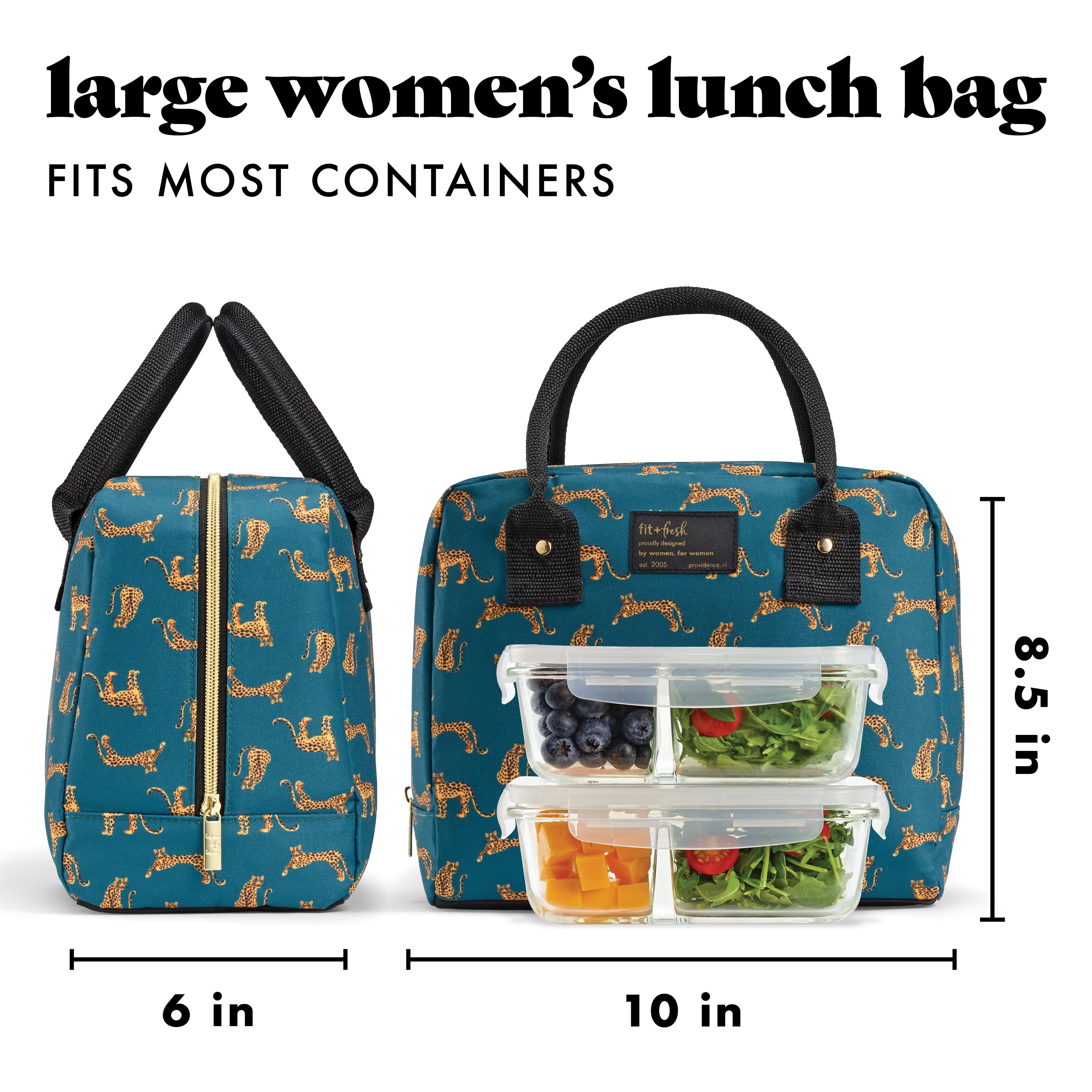 fit-fresh-bloomington-lunch-bag-with-lunch-kit-cheetah-pack-insulated-10-x-6-x-8 image 3