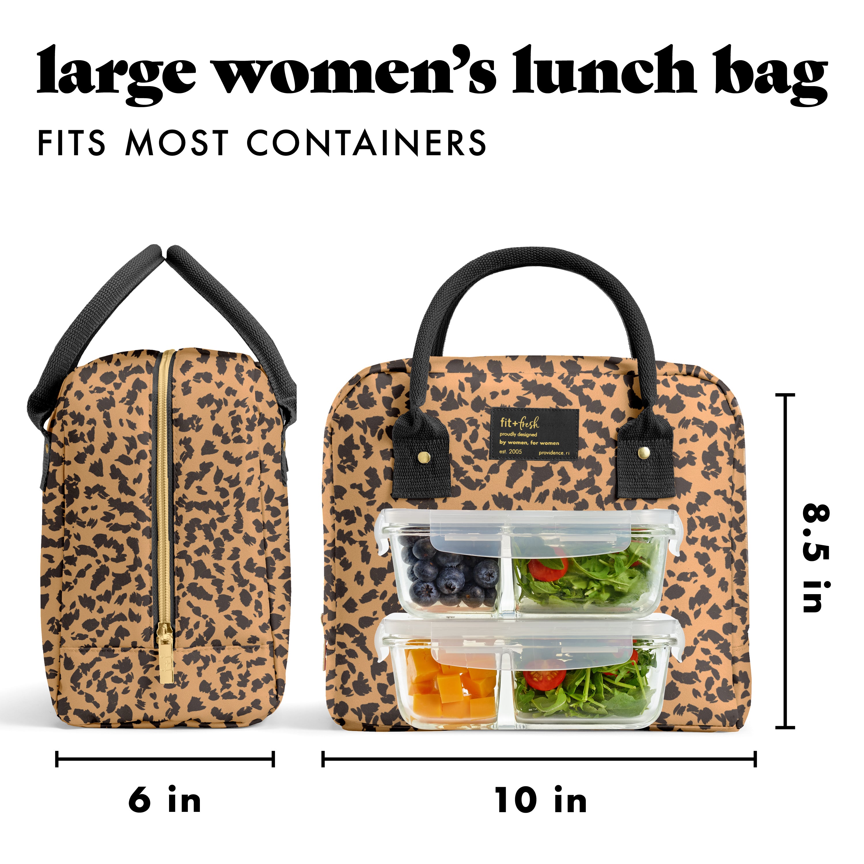 fit-fresh-bloomington-lunch-bag-with-lunch-kit-cheetah-spots-roomy-insulated-lun image 3