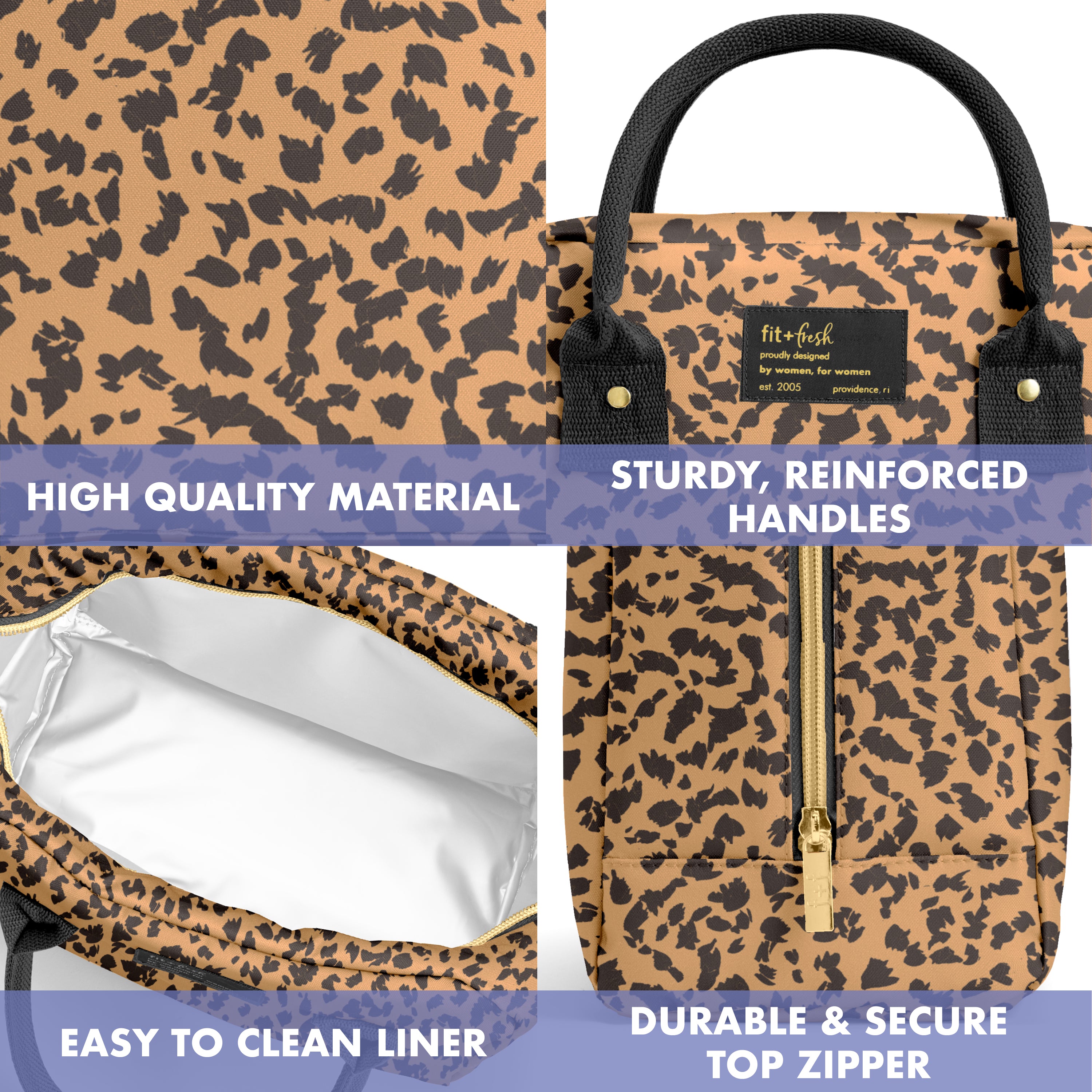 fit-fresh-bloomington-lunch-bag-with-lunch-kit-cheetah-spots-roomy-insulated-lun image 4