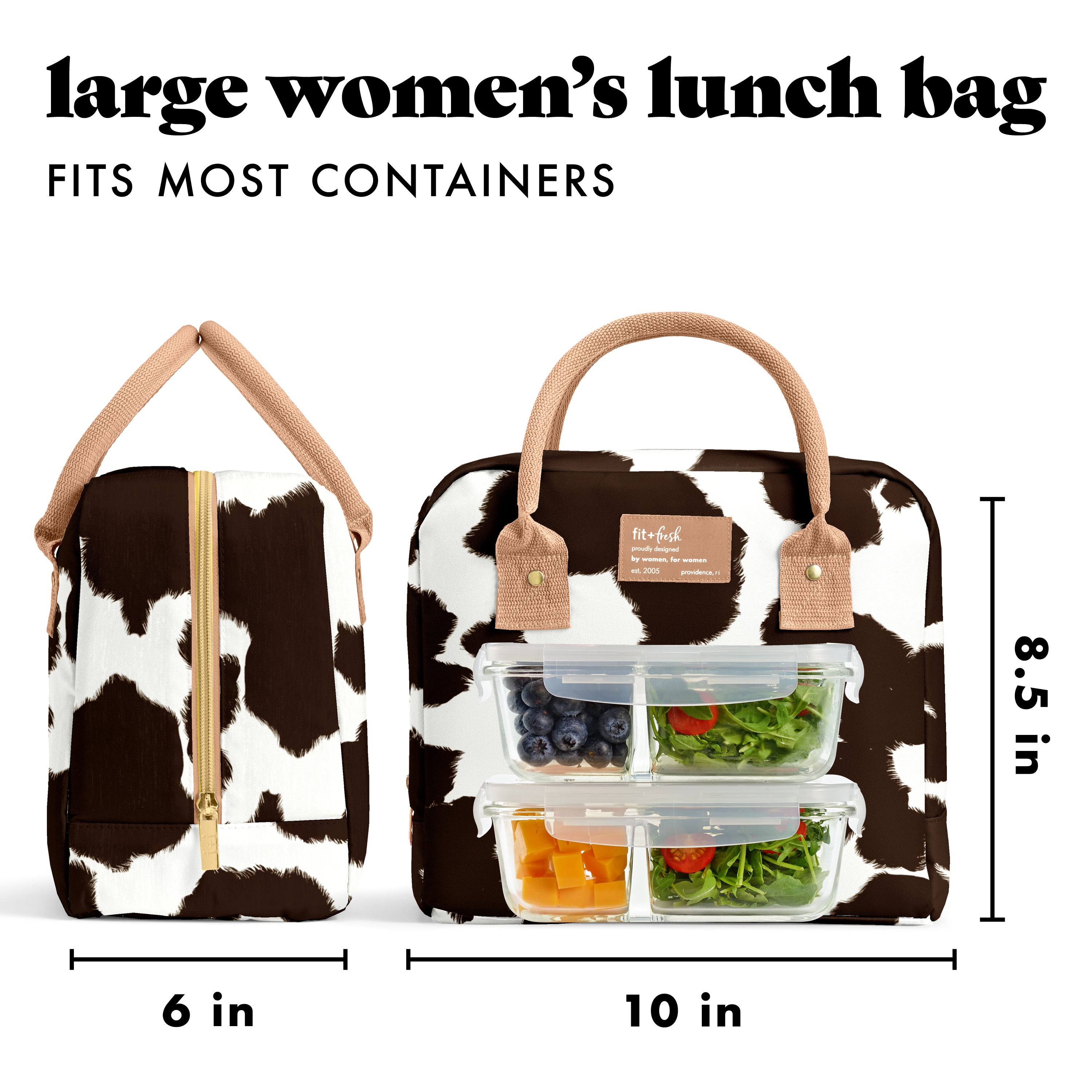 fit-fresh-bloomington-lunch-bag-with-lunch-kit-cowhide-roomy-insulated-lunch-bag image 3
