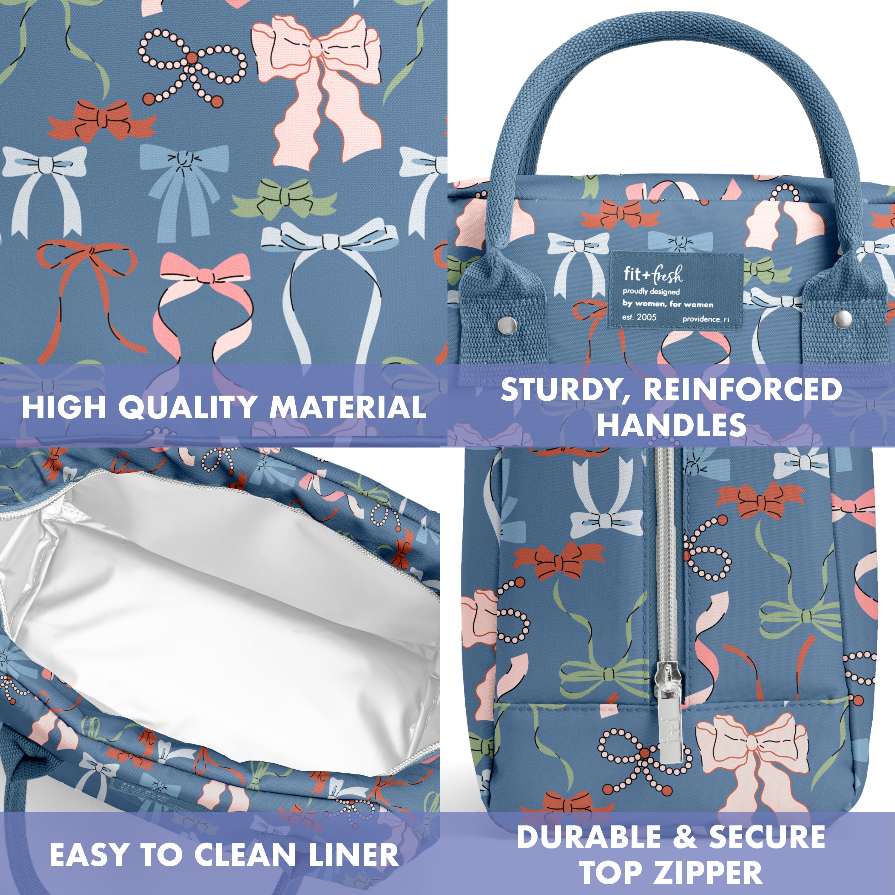 fit-fresh-bloomington-lunch-bag-with-lunch-kit-denim-bows-insulated-lunch-bag-wi image 4