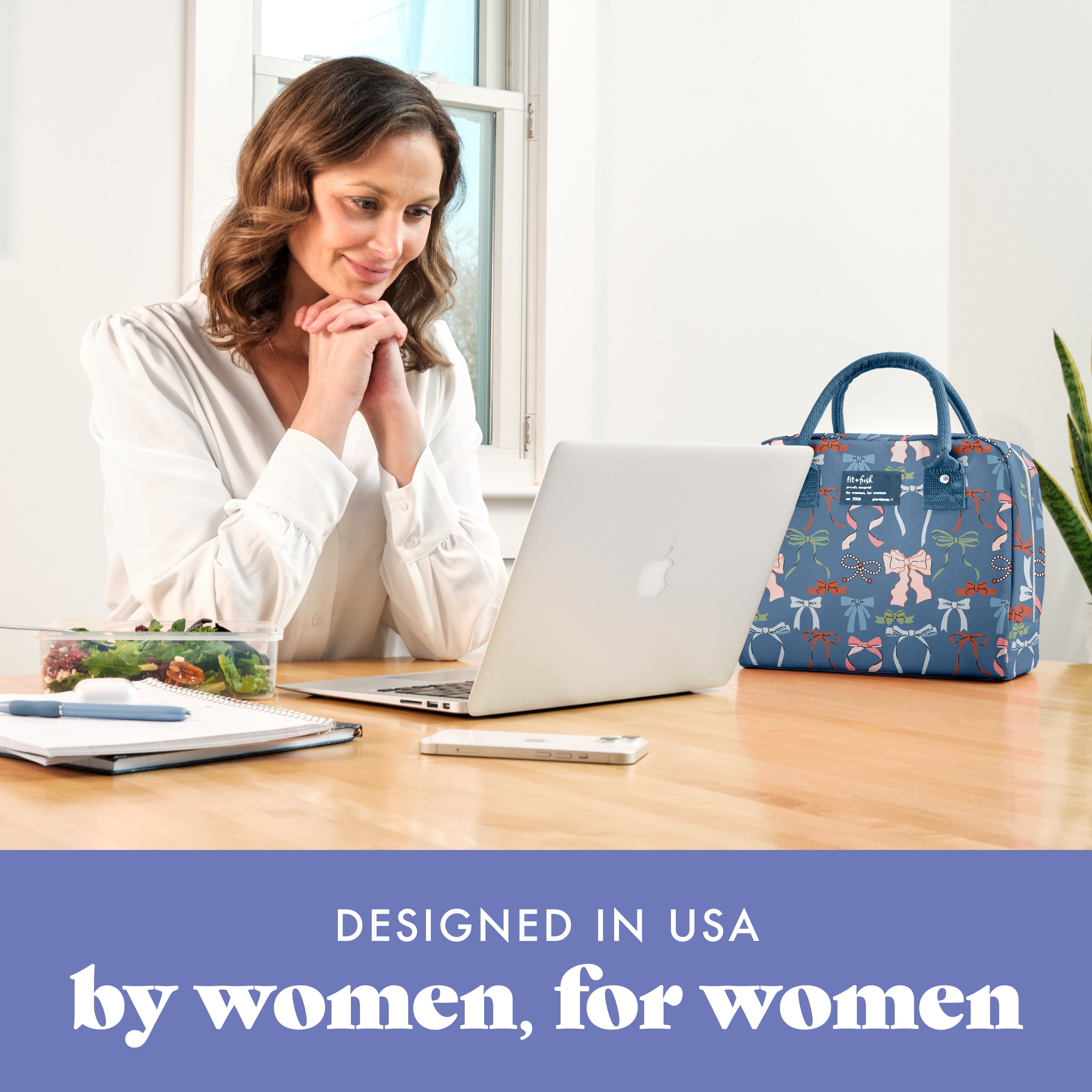fit-fresh-bloomington-lunch-bag-with-lunch-kit-denim-bows-insulated-lunch-bag-wi image 6