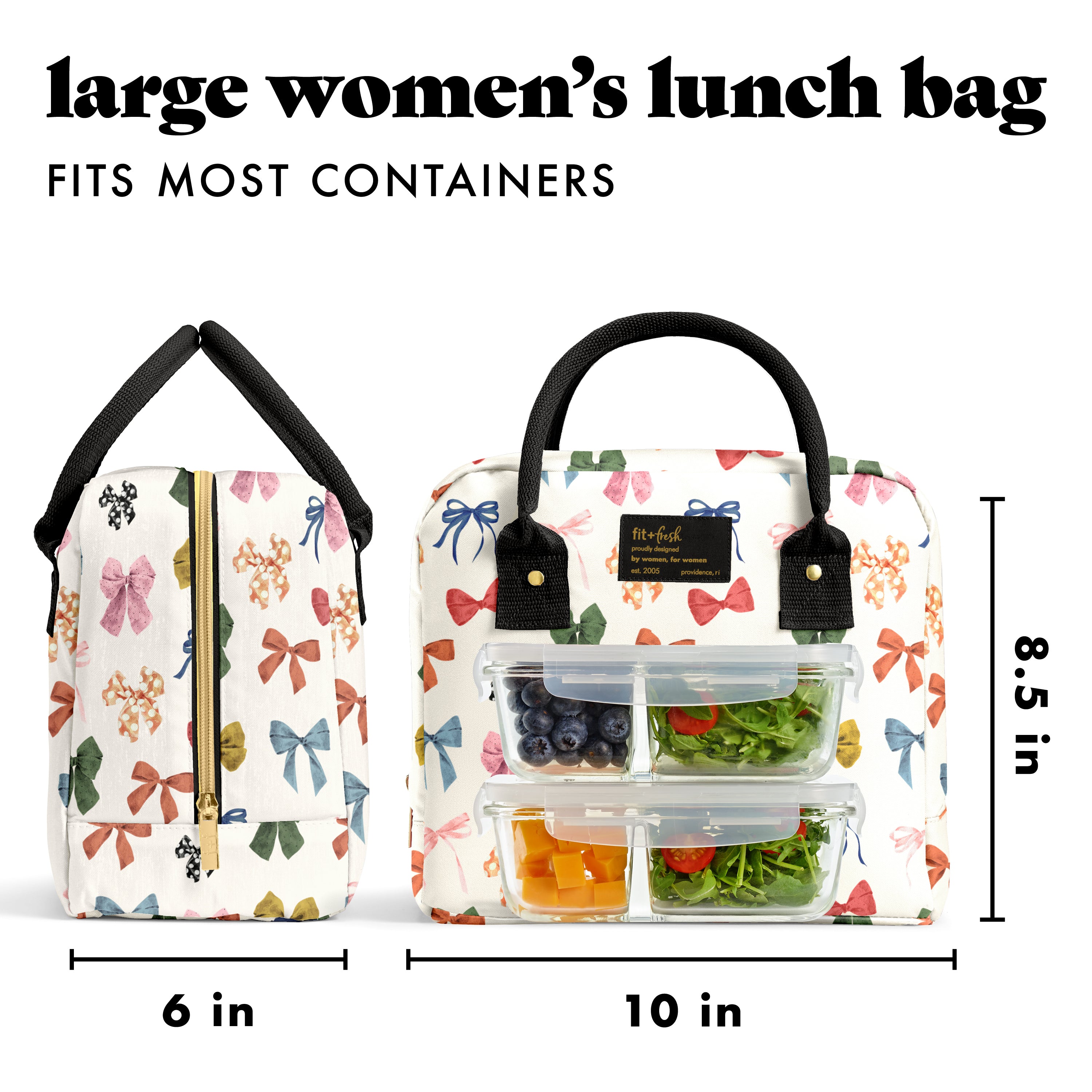fit-fresh-bloomington-lunch-bag-with-2-piece-lunch-container-kit-fall-bows image 3