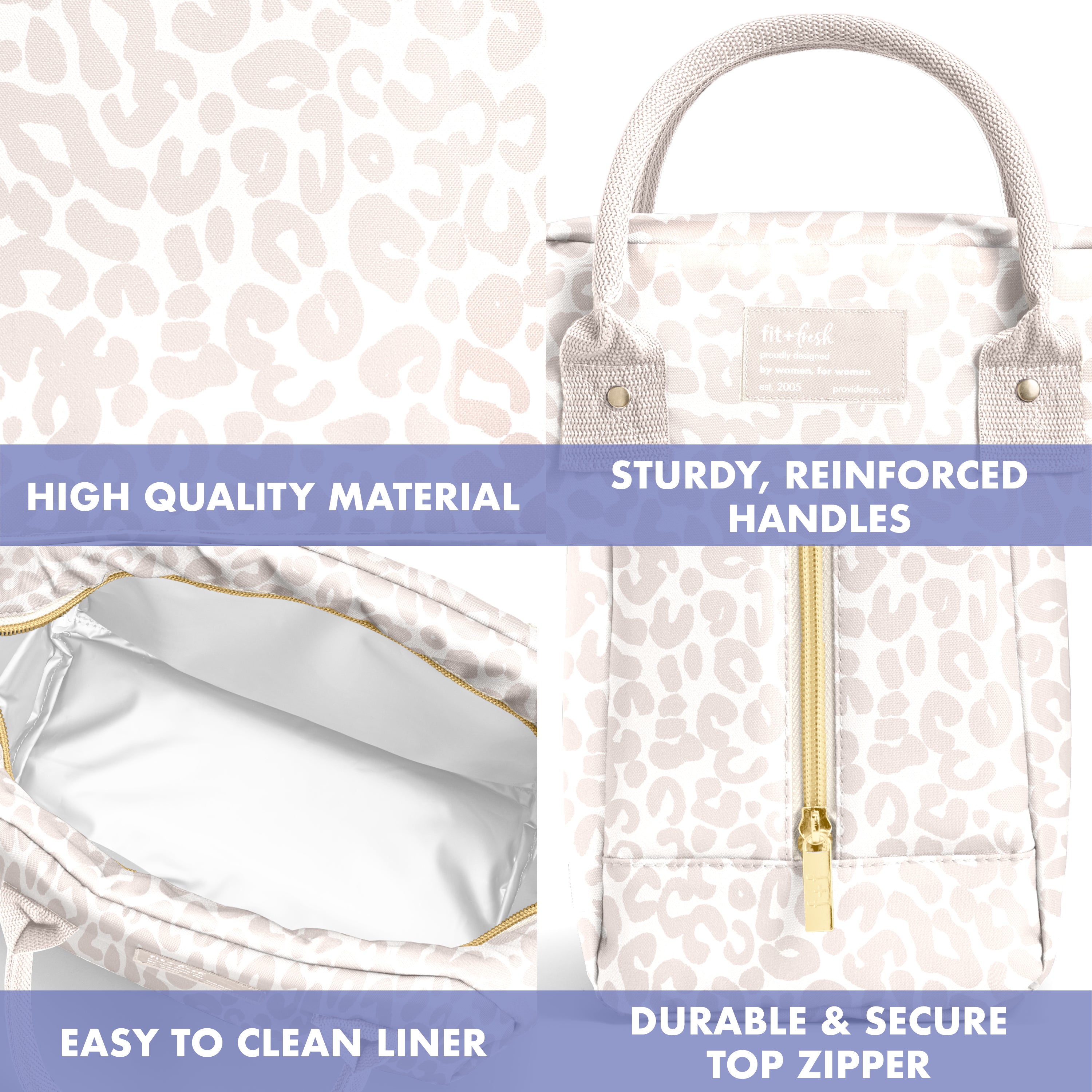 fit-fresh-bloomington-lunch-bag-with-lunch-kit-ivory-feline-fine-insulated-lunch image 4