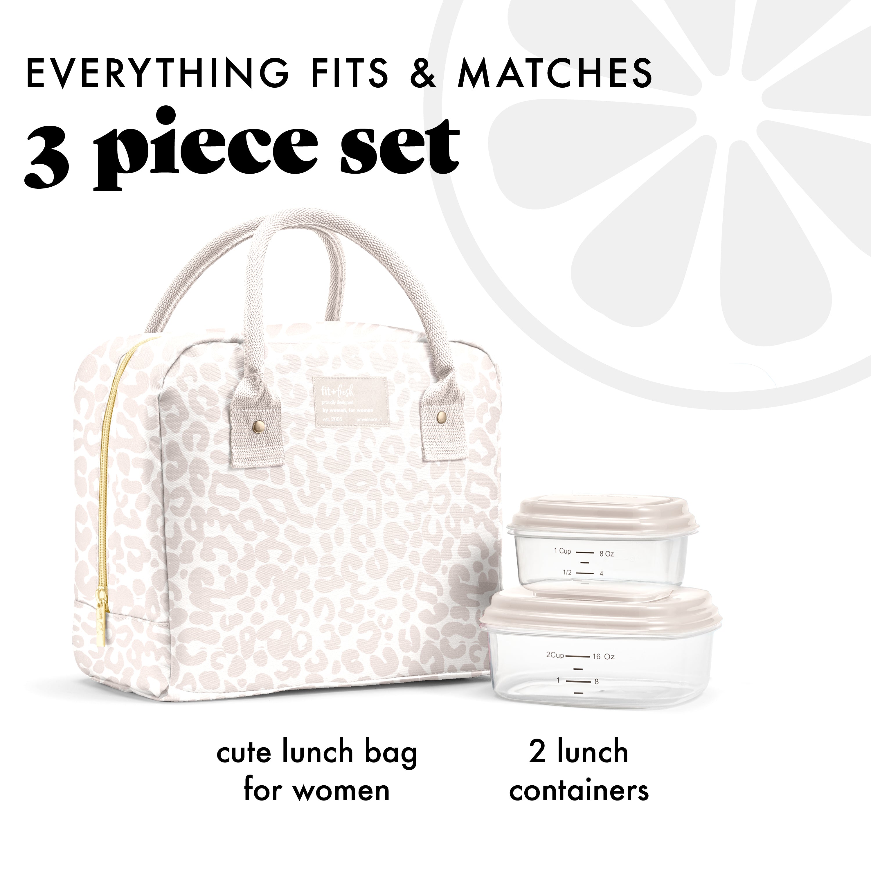fit-fresh-bloomington-lunch-bag-with-lunch-kit-ivory-feline-fine-insulated-lunch image 2