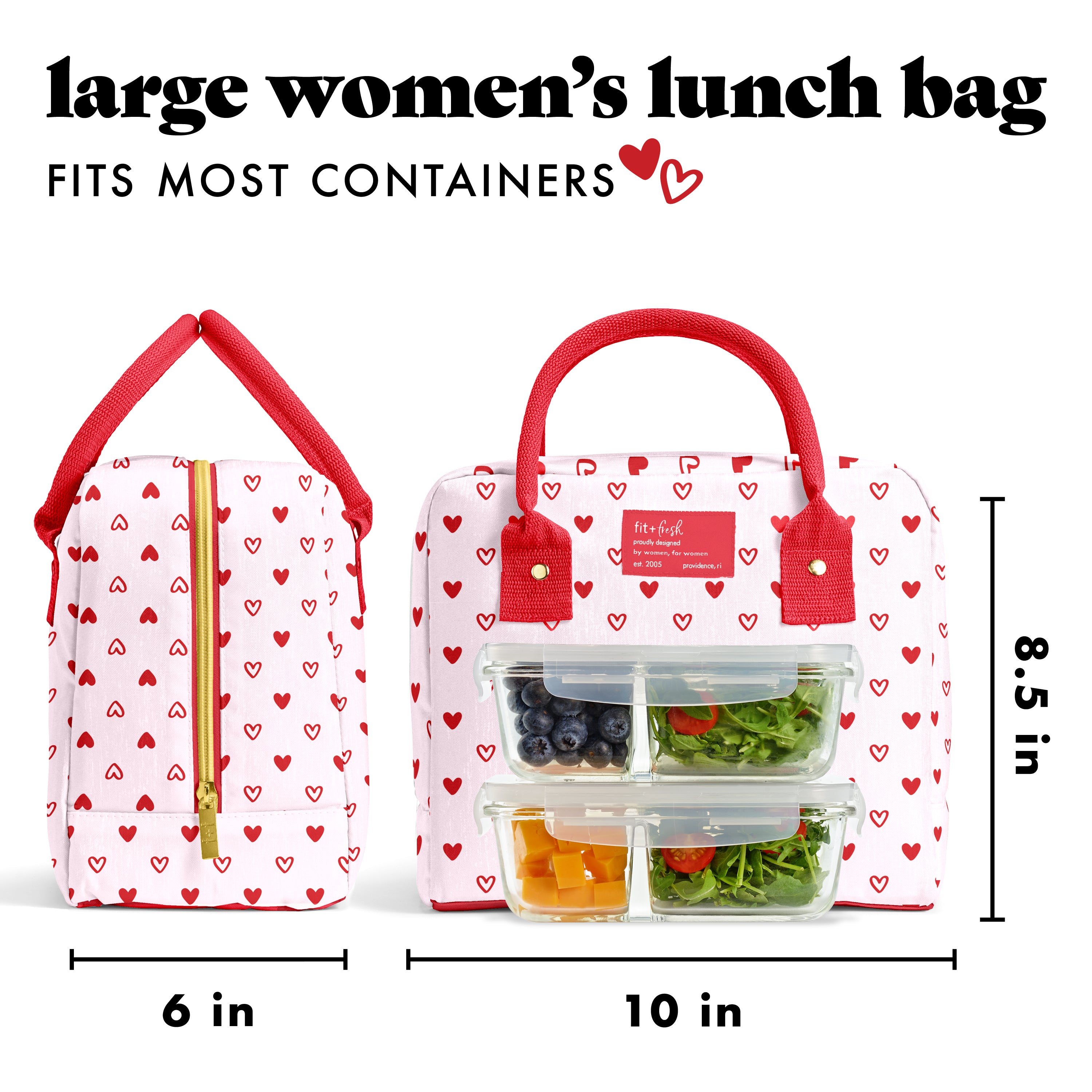 fit-fresh-bloomington-lunch-bag-with-lunch-kit-red-hearts-insulated-lunch-bag-wi image 3
