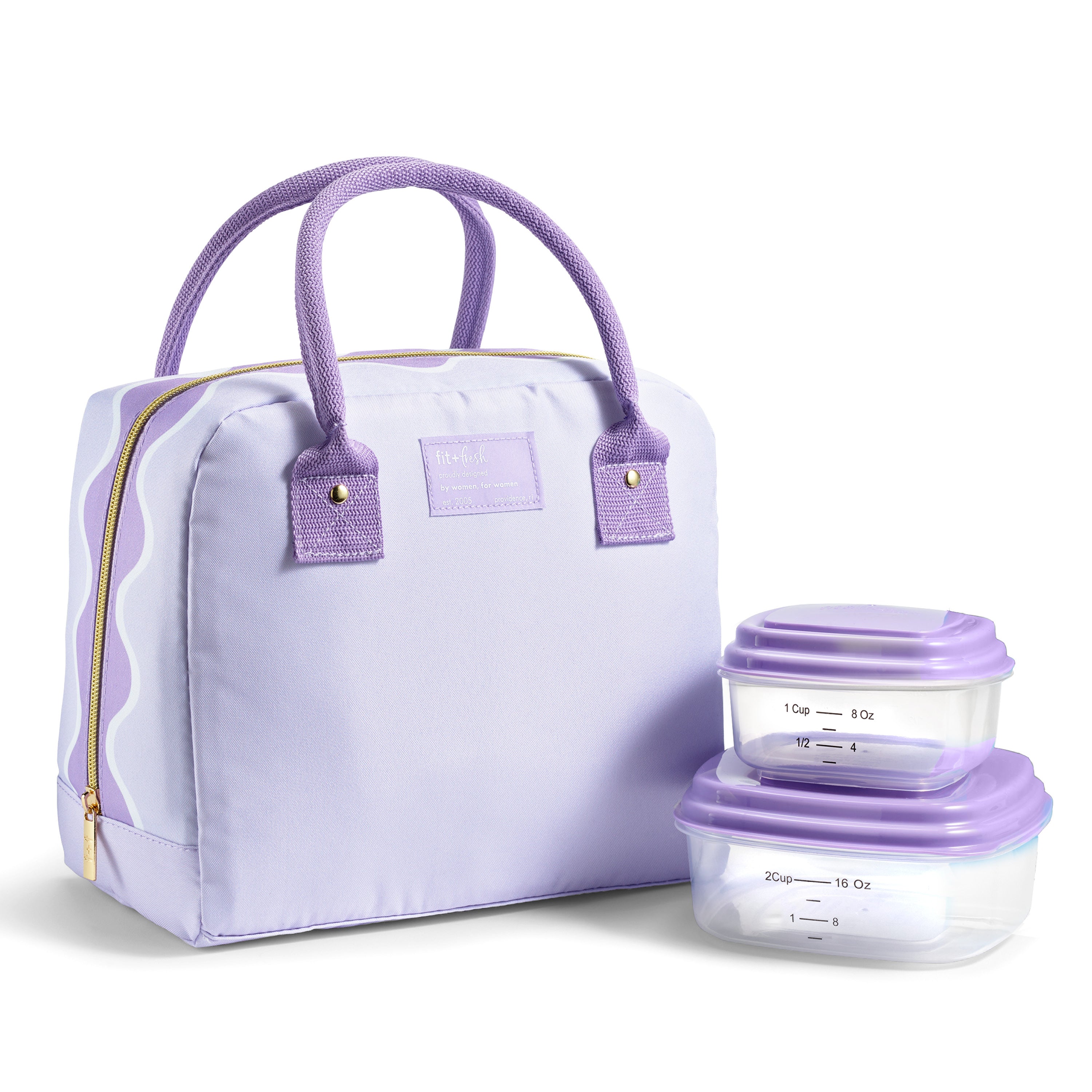 fit-fresh-bloomington-lunch-bag-with-lunch-kit-lavender-scallop-insulated-lunch- image 1