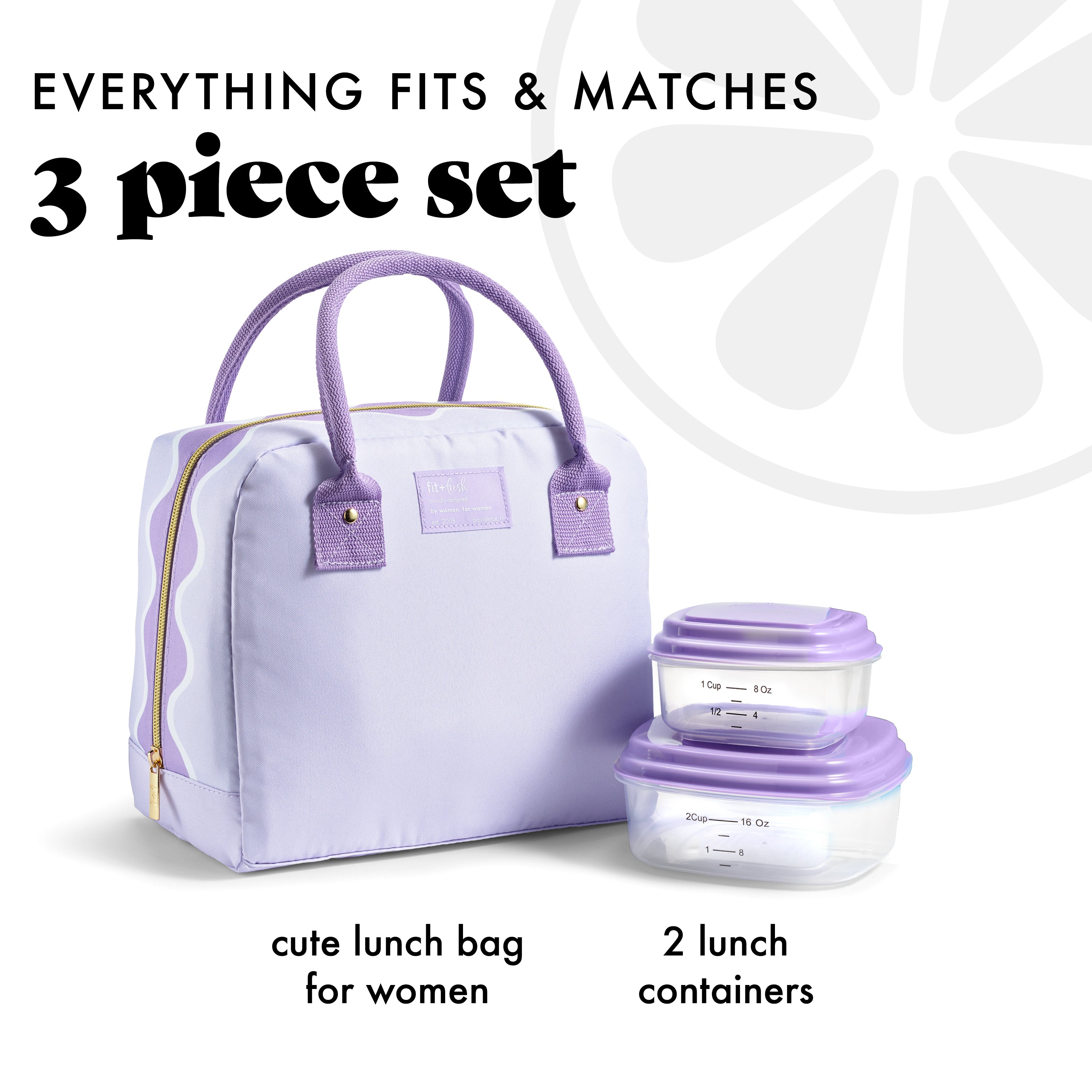 fit-fresh-bloomington-lunch-bag-with-lunch-kit-lavender-scallop-insulated-lunch- image 2