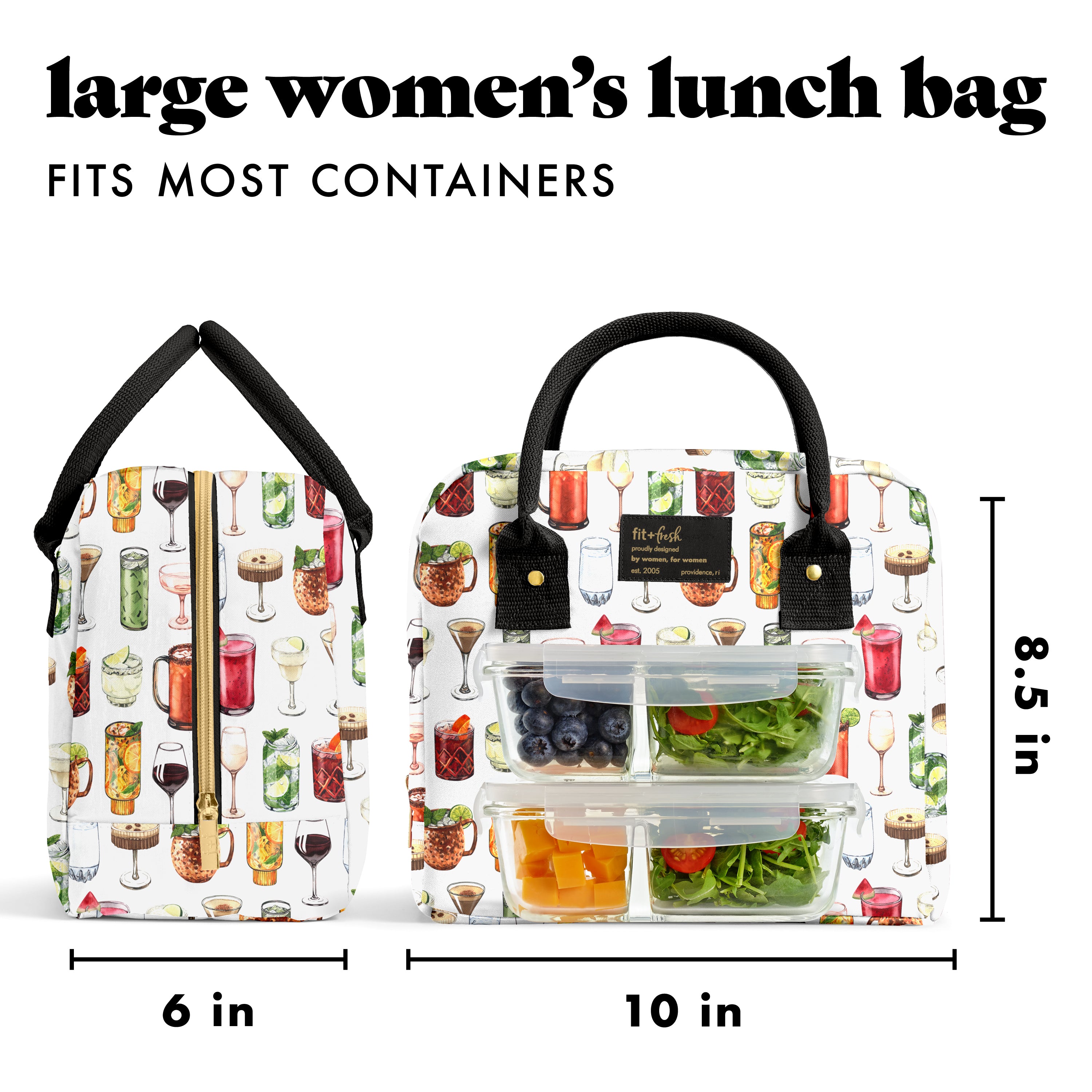 fit-fresh-bloomington-lunch-bag-with-lunch-kit-mixology-insulated-10-x-6-x-8-5-l image 3