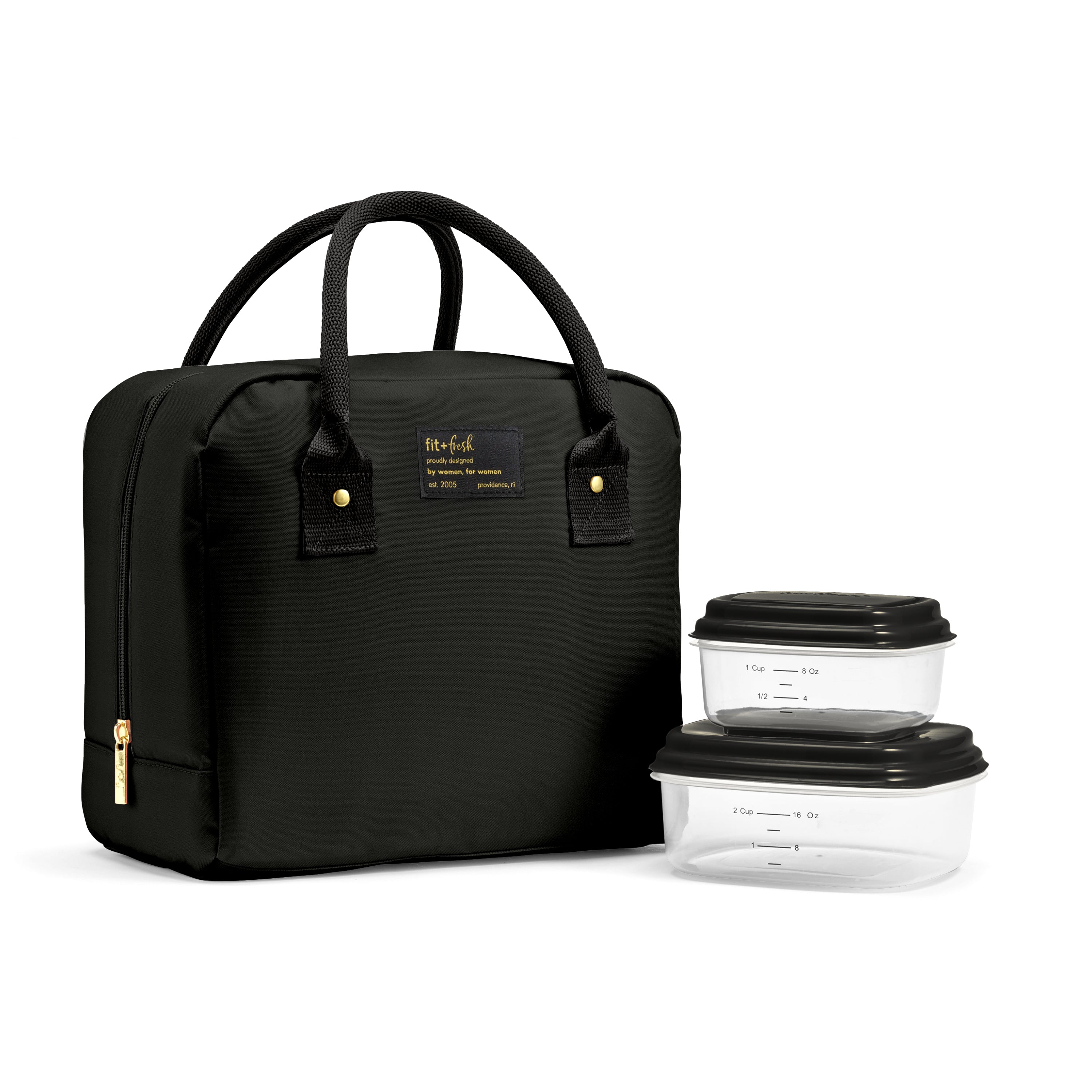 fit-fresh-bloomington-lunch-bag-with-lunch-kit-black-compact-10-x-6-x-8-5-insula image 1