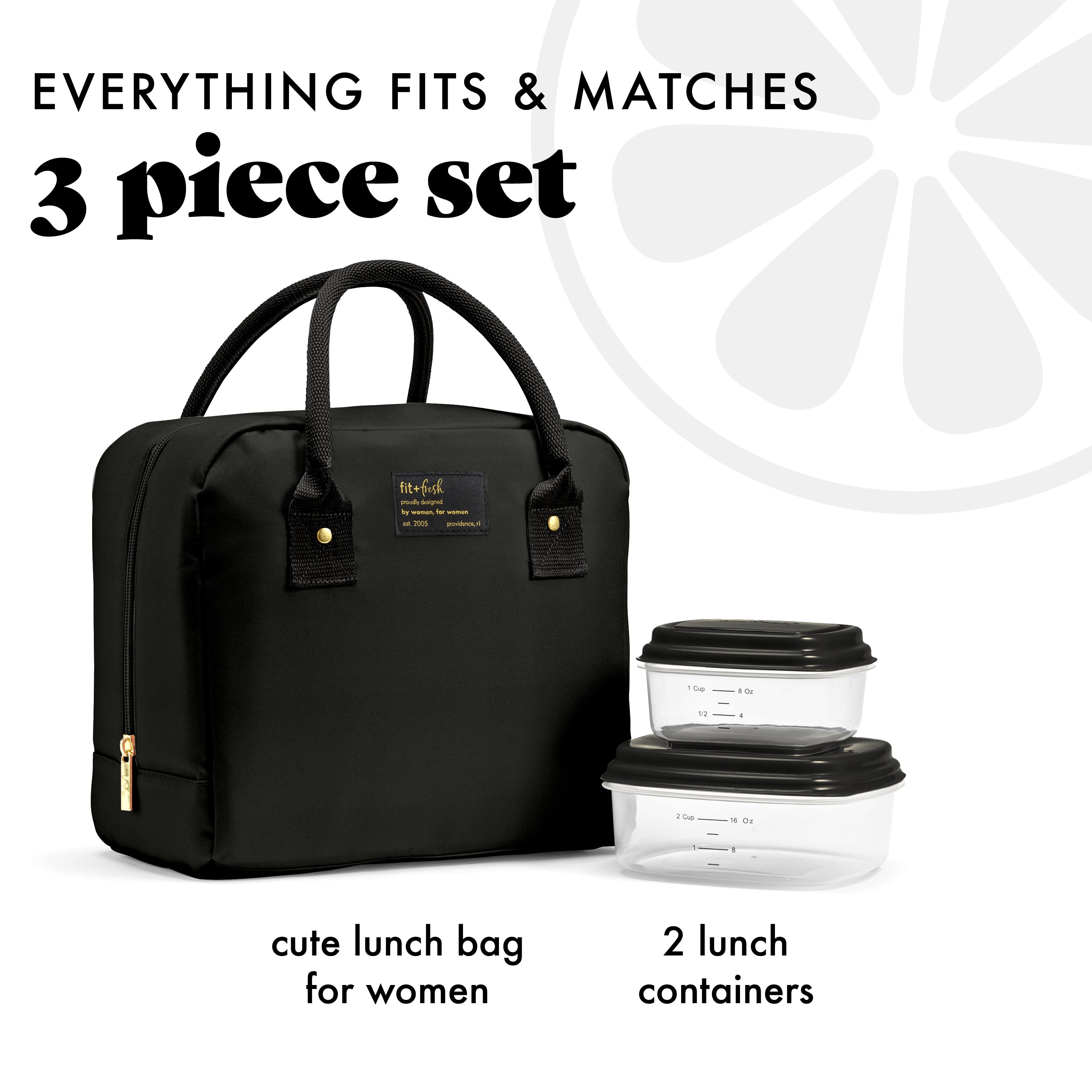 fit-fresh-bloomington-lunch-bag-with-lunch-kit-black-compact-10-x-6-x-8-5-insula image 2