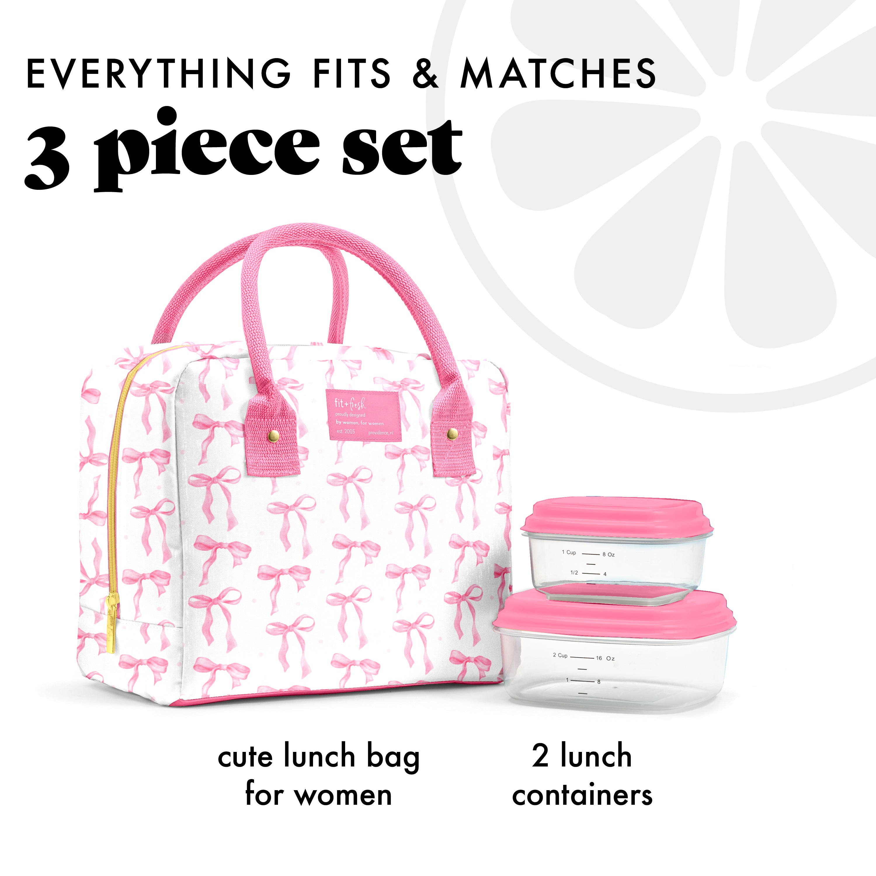 fit-fresh-bloomington-lunch-bag-with-lunch-kit-pink-satin-bows-roomy-10-x-6-x-8- image 2
